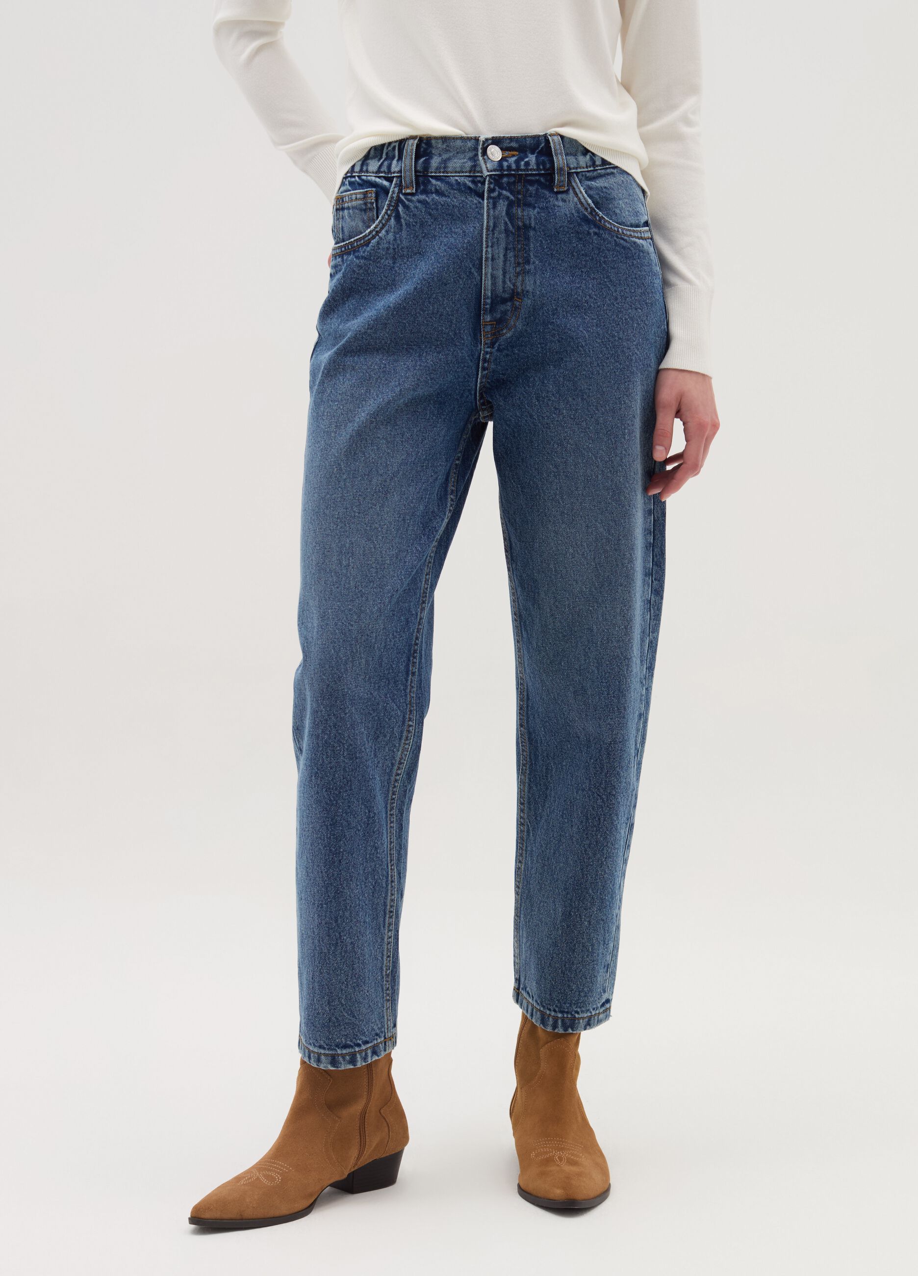 Mum-fit acid wash jeans