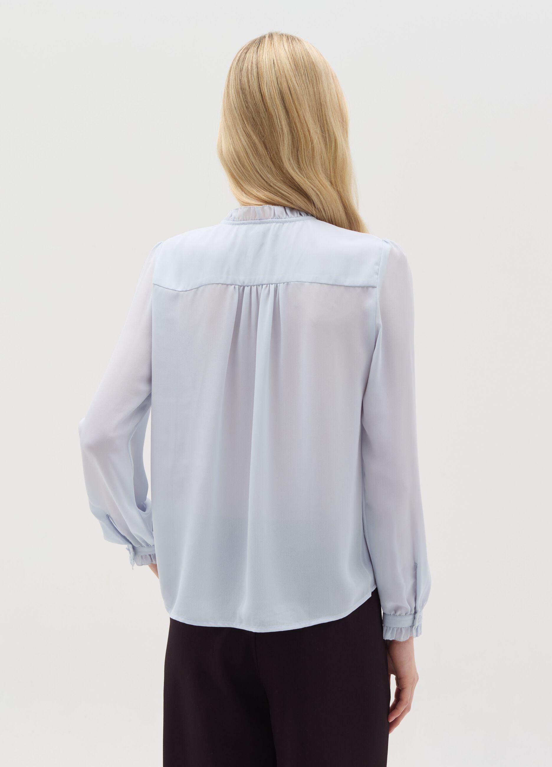 Semi-sheer blouse with frill