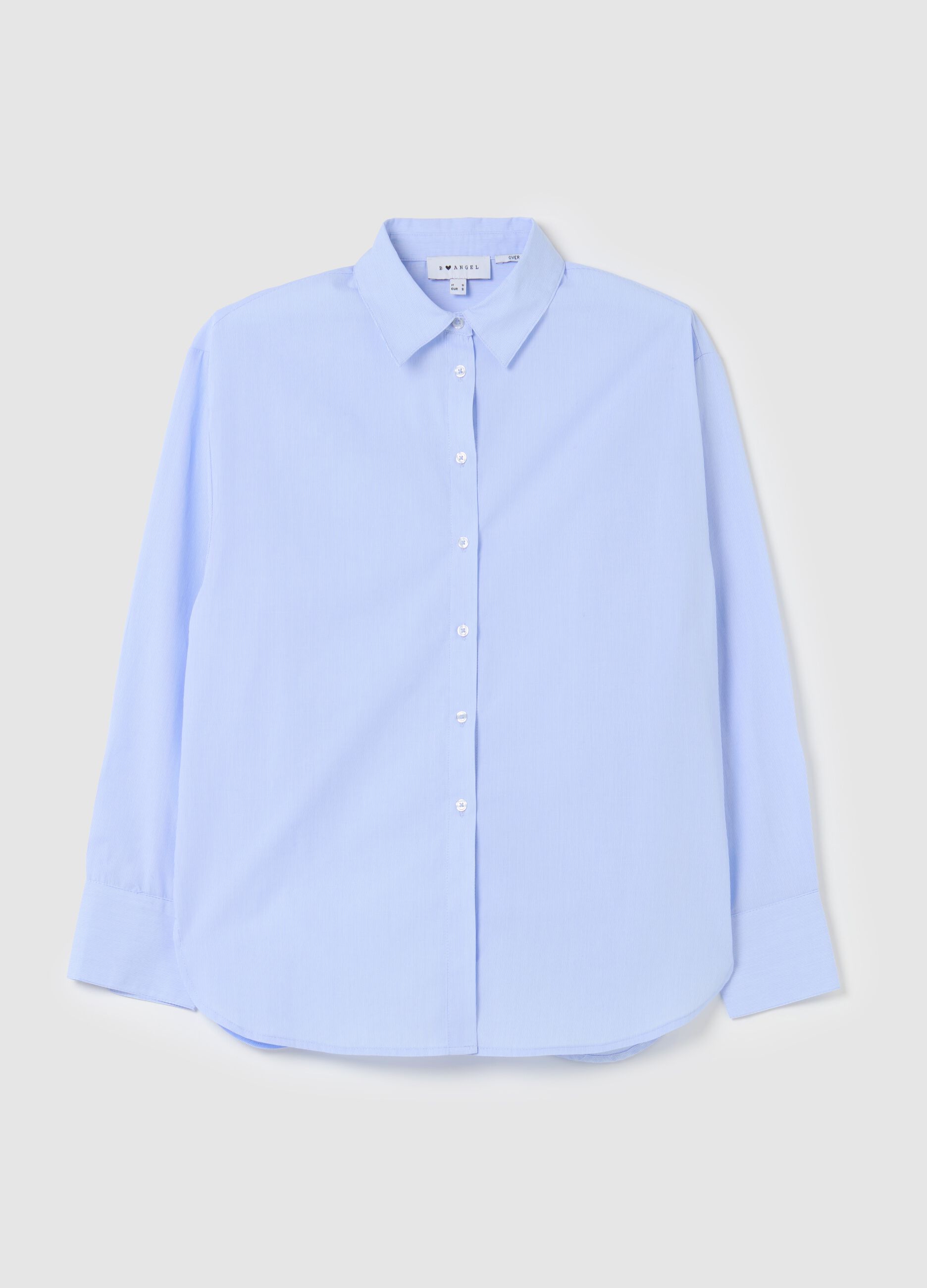 Oversize shirt in poplin with thin stripes