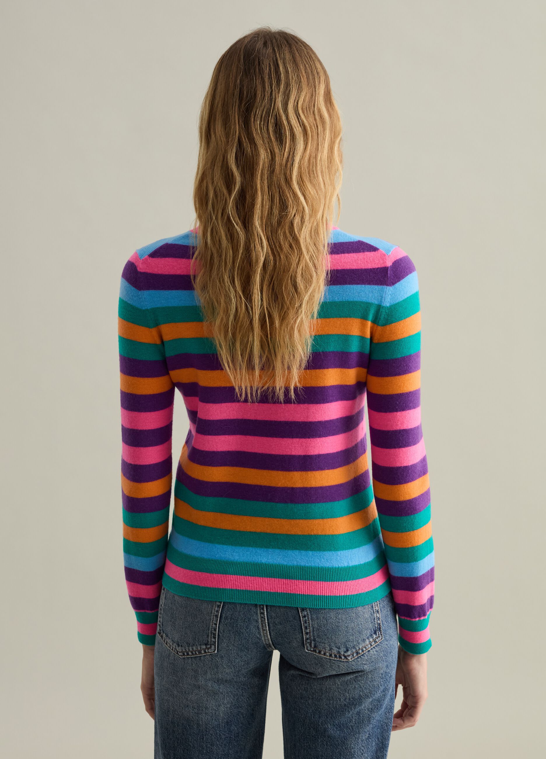 Pullover in lana a righe multicolor