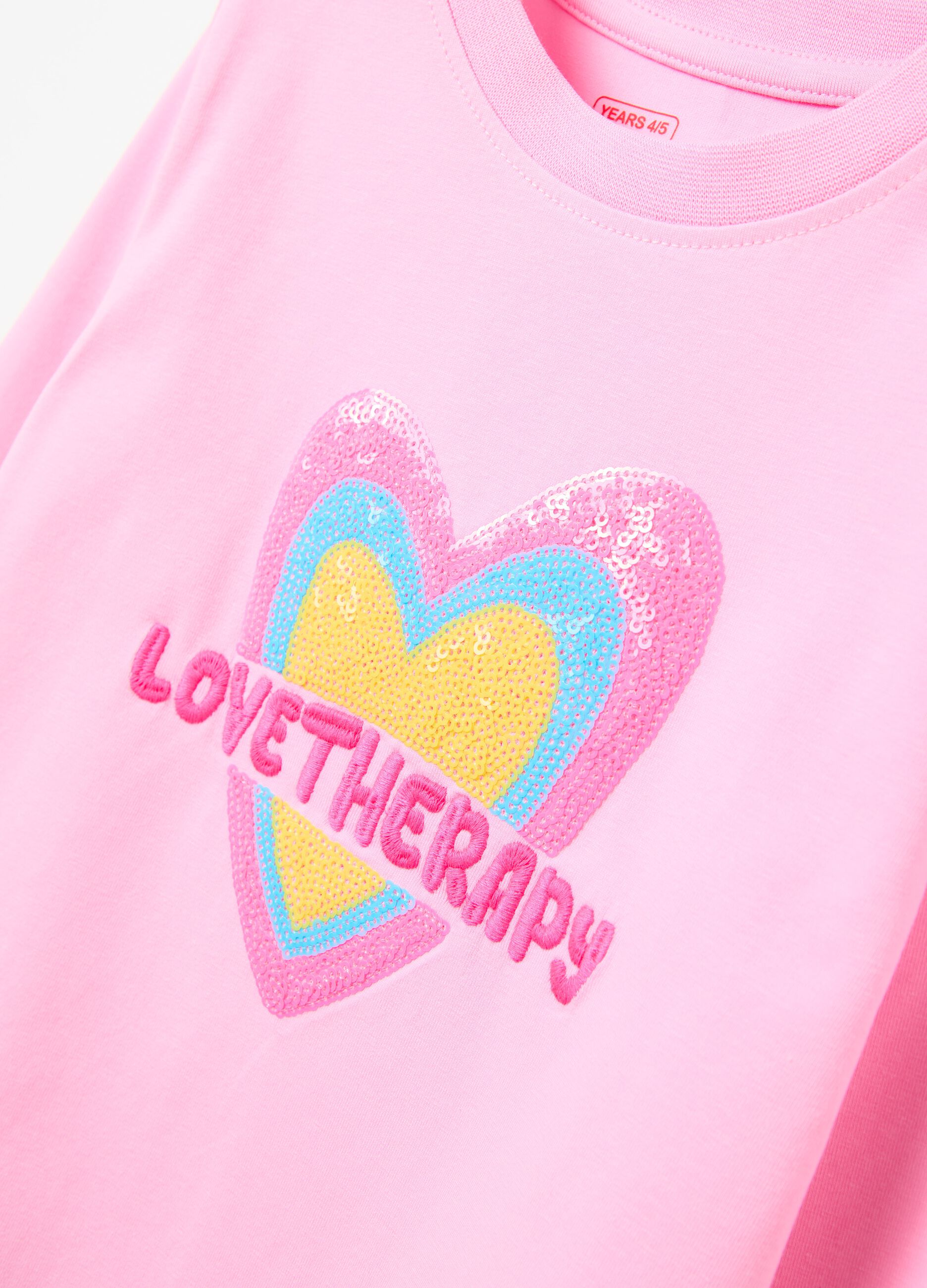 Long-sleeves T-shirt with sequinned heart