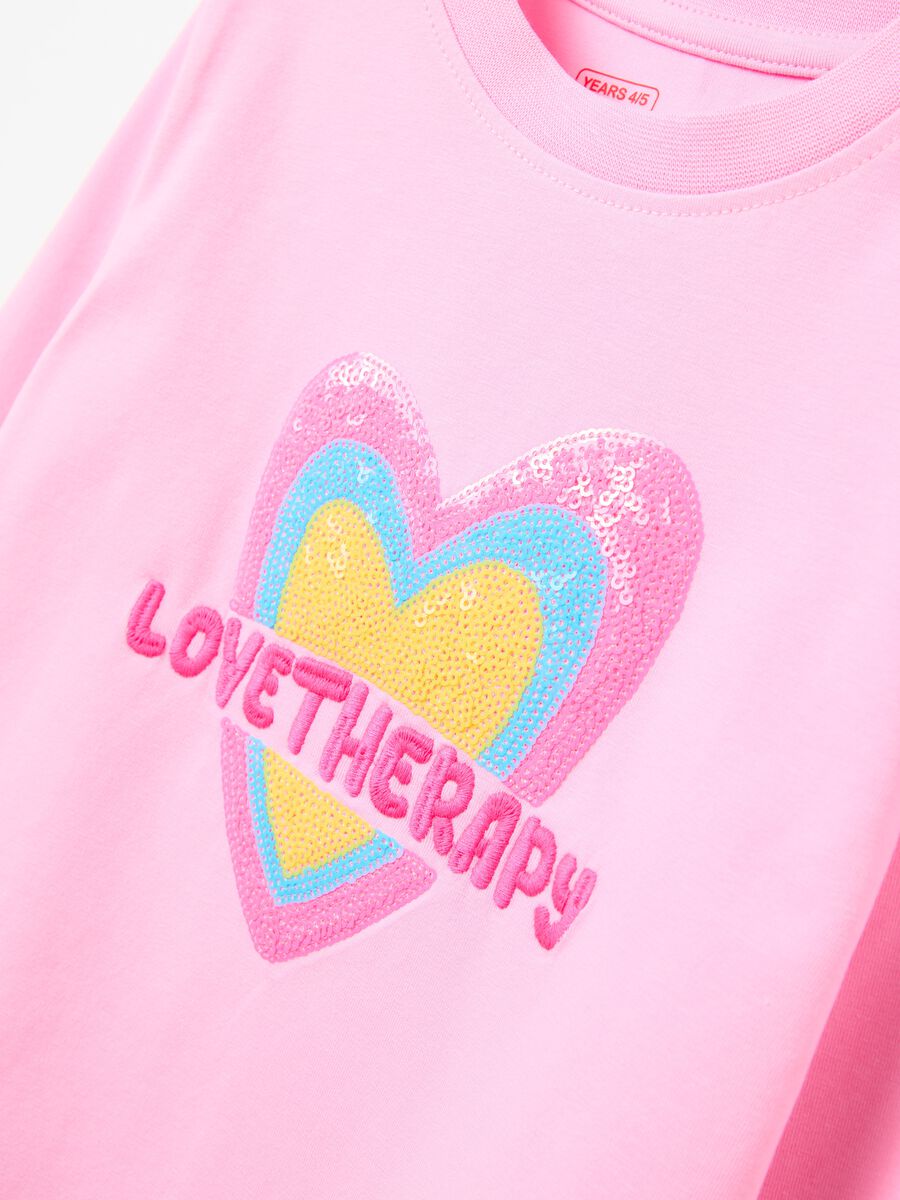 Long-sleeves T-shirt with sequinned heart_2
