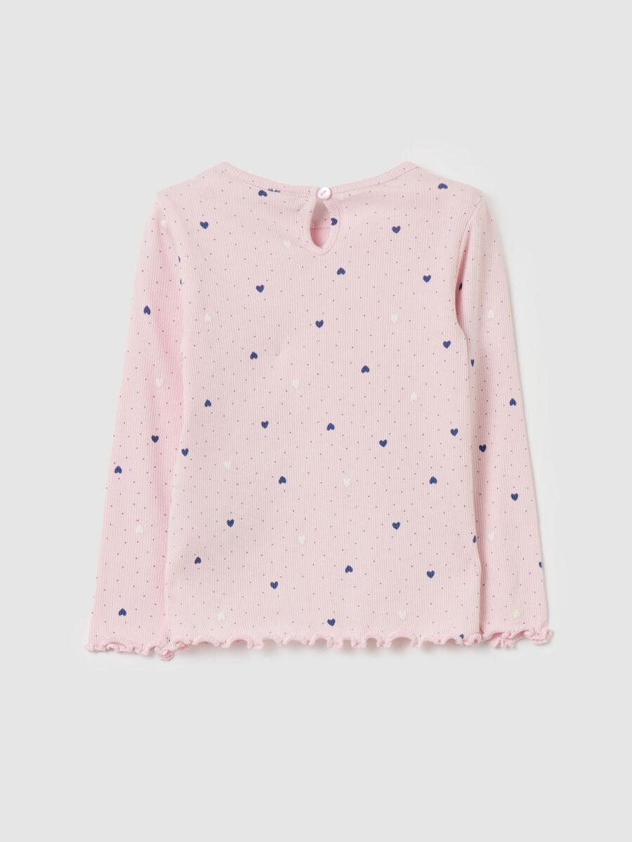 Ribbed T-shirt with small hearts print_1