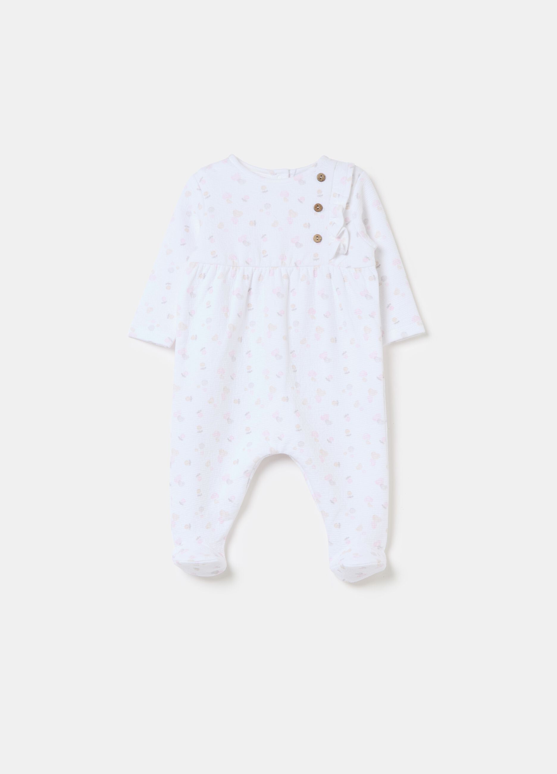 Onesie with feet and fruit print