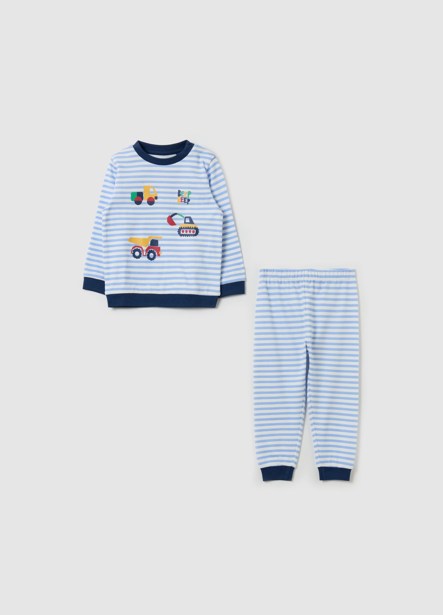 Striped organic cotton pyjamas with print