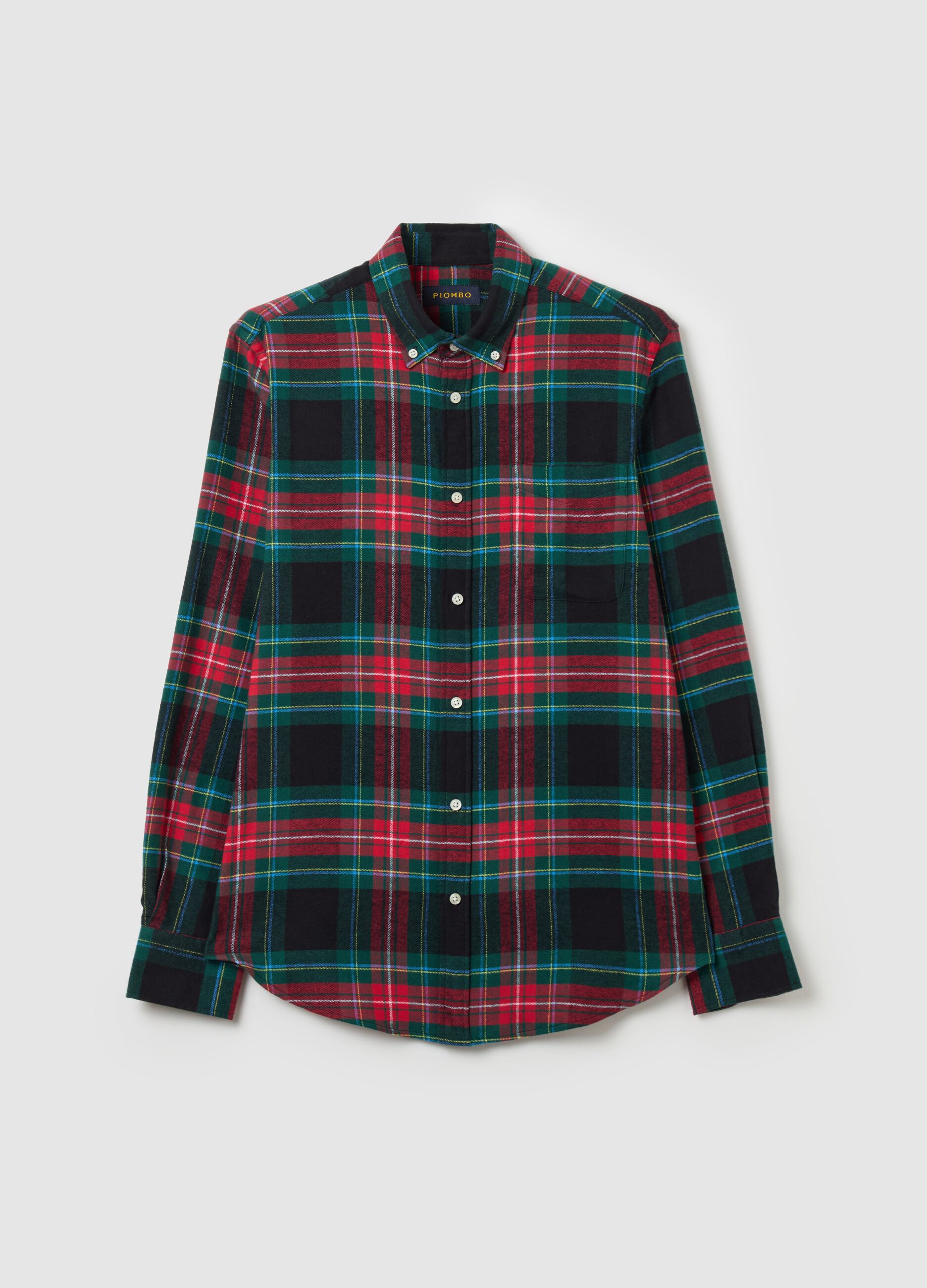 Chequered flannel button-down shirt