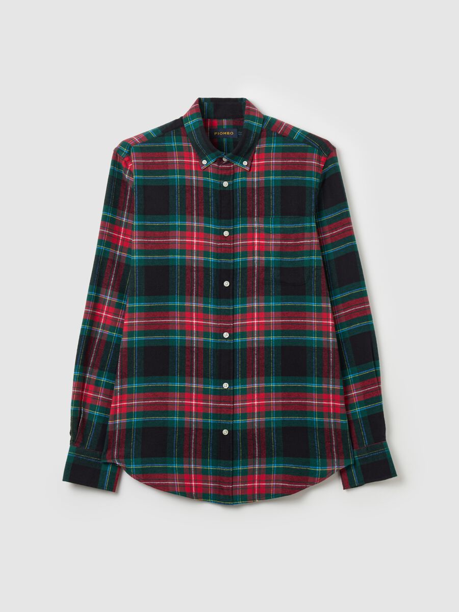 Chequered flannel button-down shirt_4