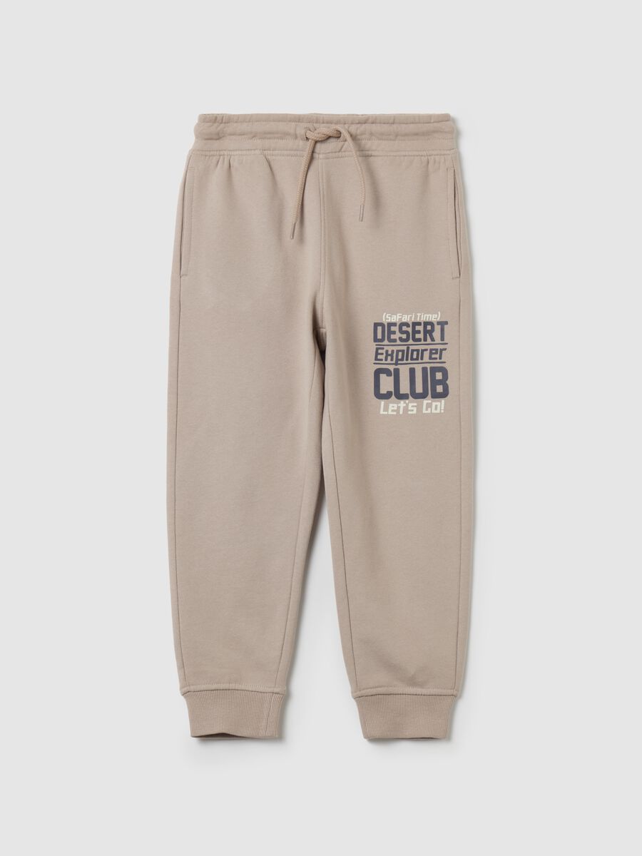 Fleece joggers with drawstring and lettering print_0