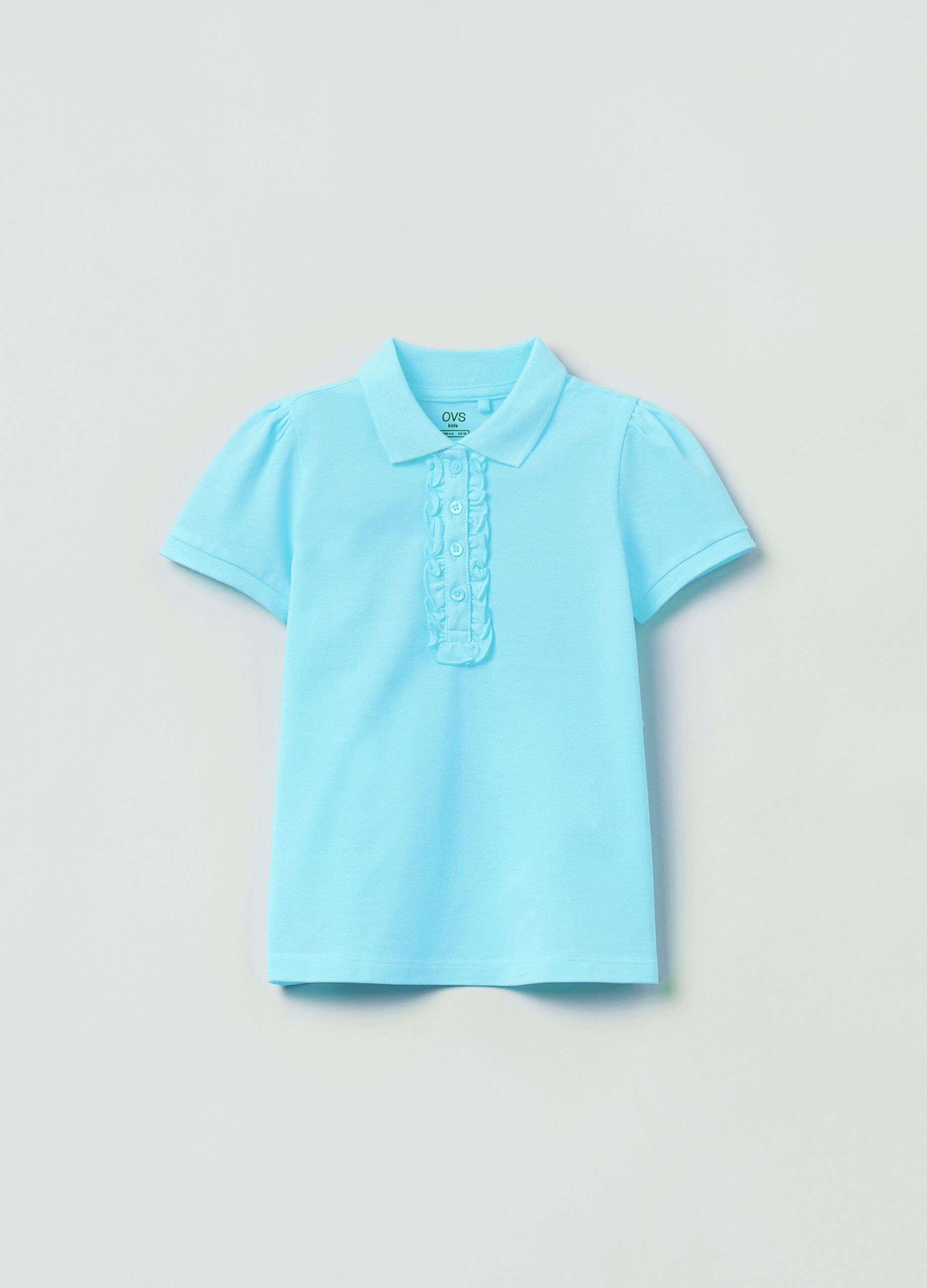 Cotton piquet polo shirt with frills