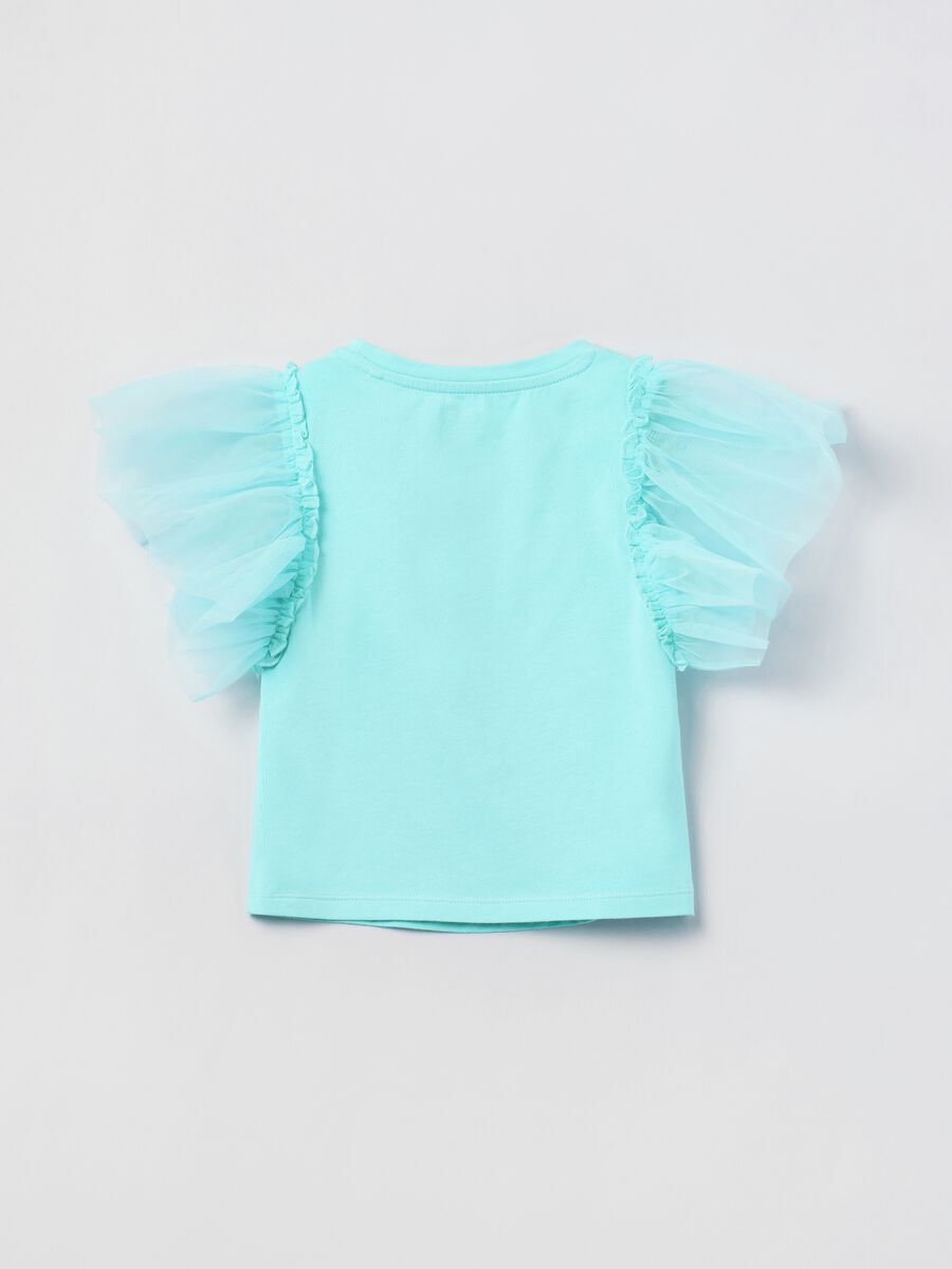 Cotton T-shirt with tulle sleeves_1
