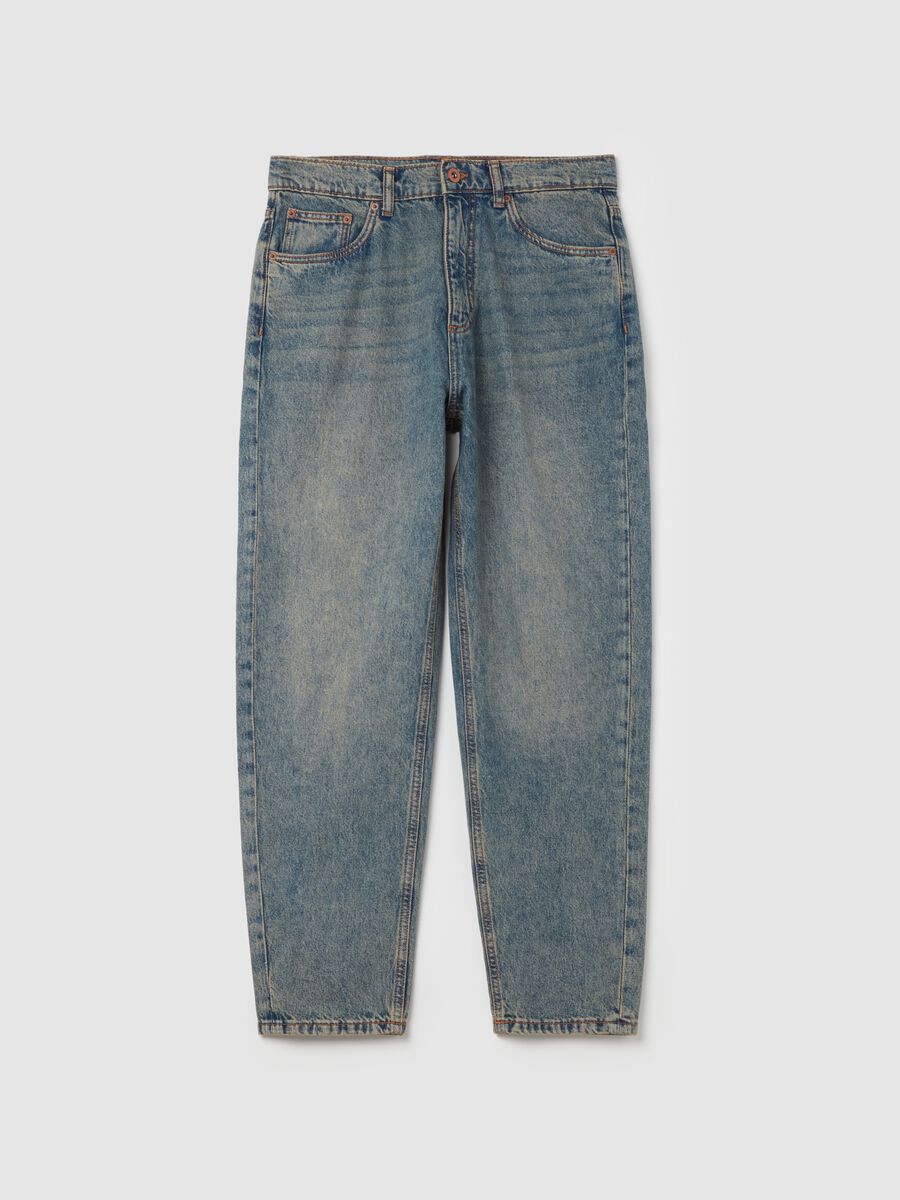 Balloon-fit acid-wash jeans_0