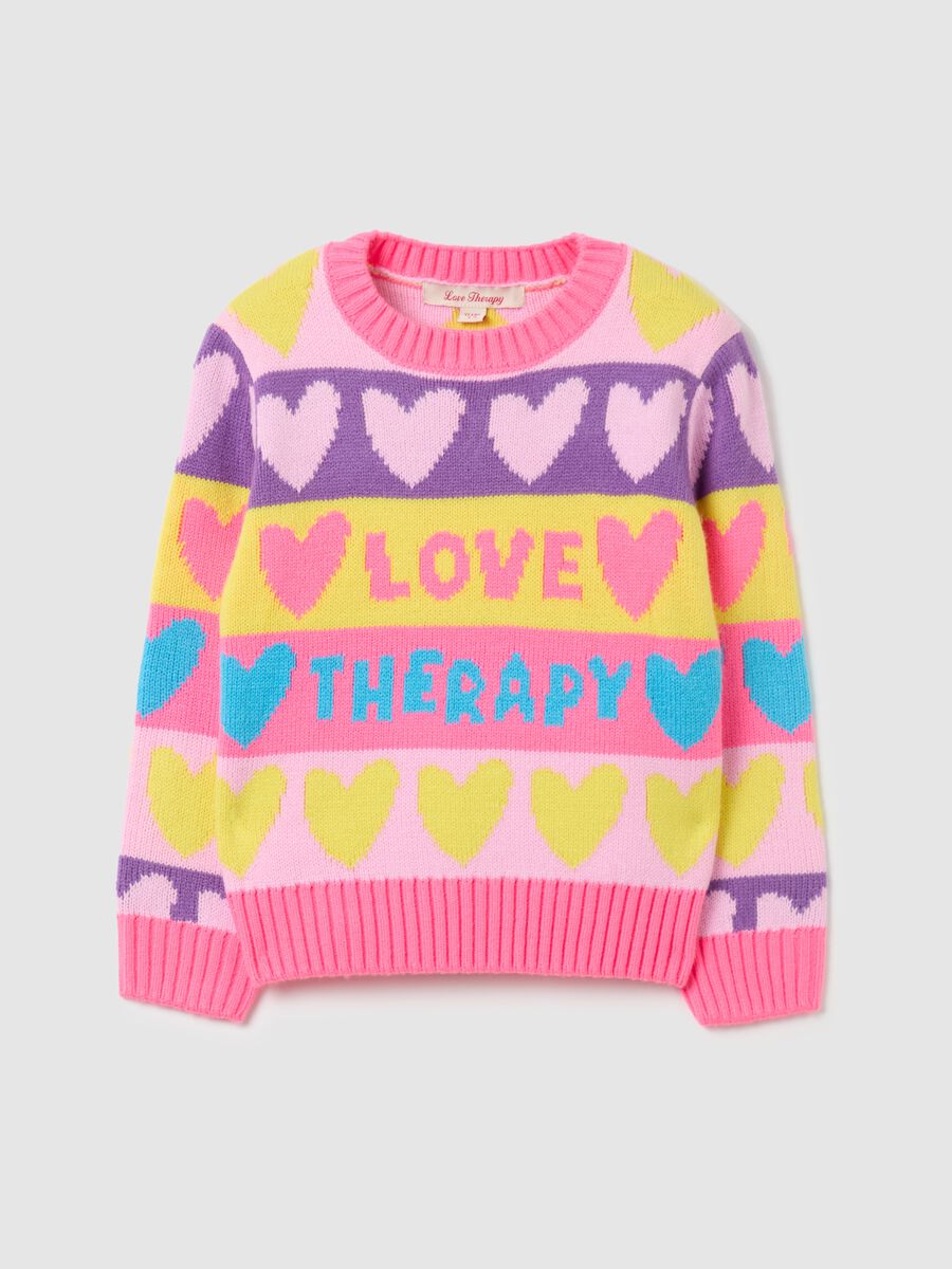 Striped pullover with lettering and hearts_0