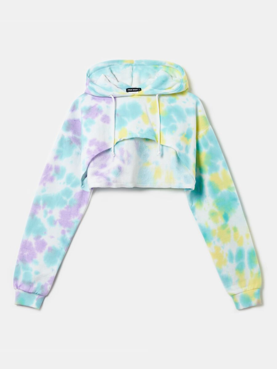 Cropped sweatshirt with Tie Dye print_3