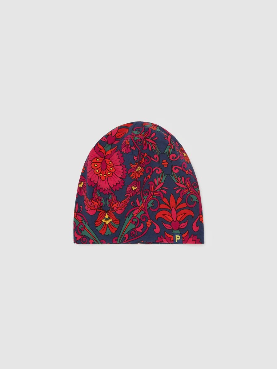 Organic cotton hat with floral pattern_0