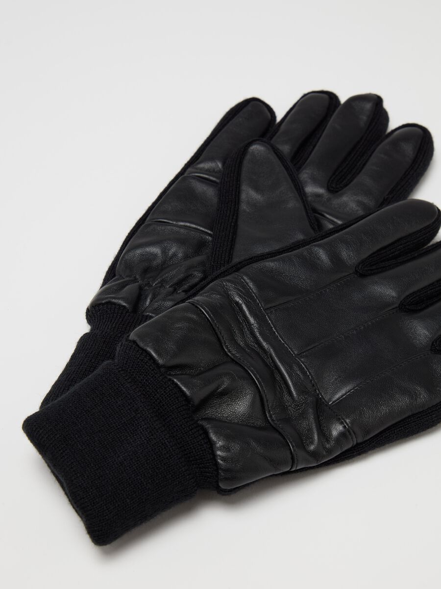 Solid colour leather gloves_2