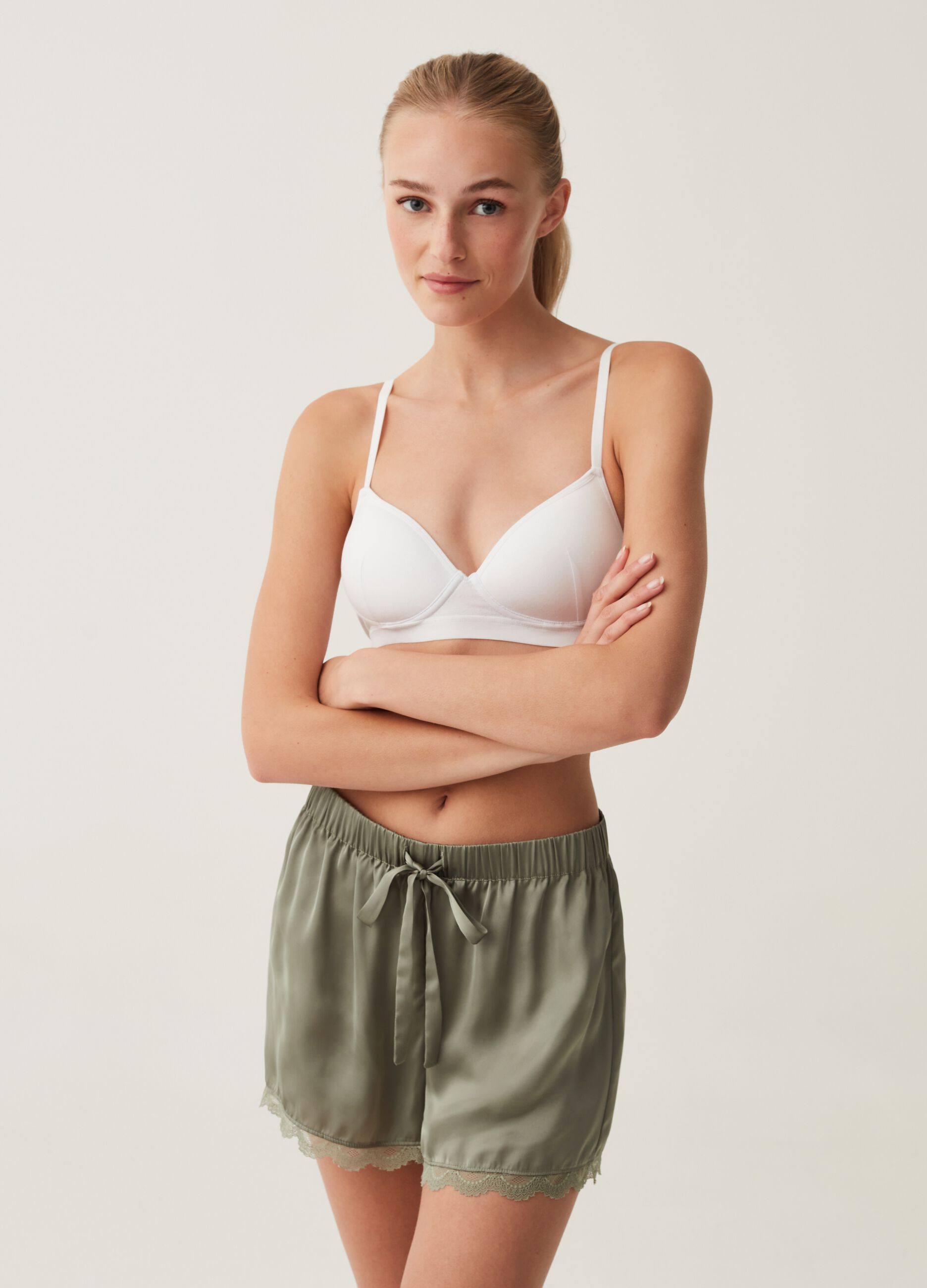 Stretch cotton sports bra