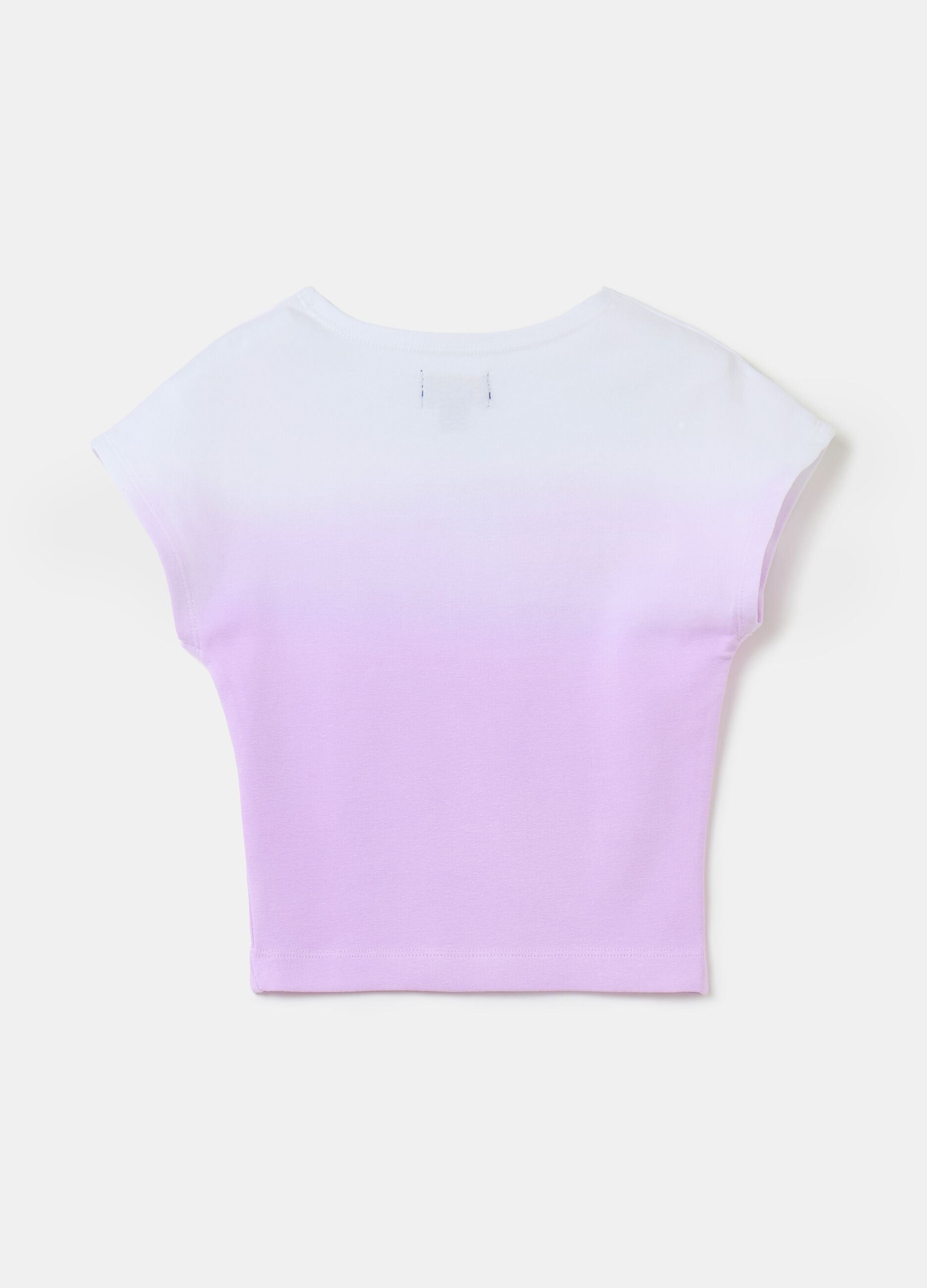 Dip-dye crop T-shirt with lettering print