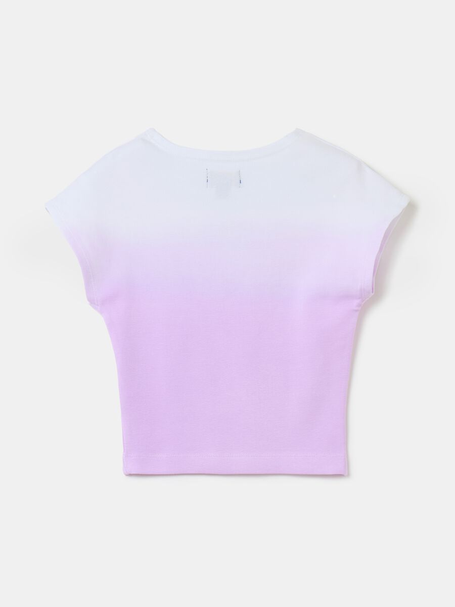 Dip-dye crop T-shirt with lettering print_1