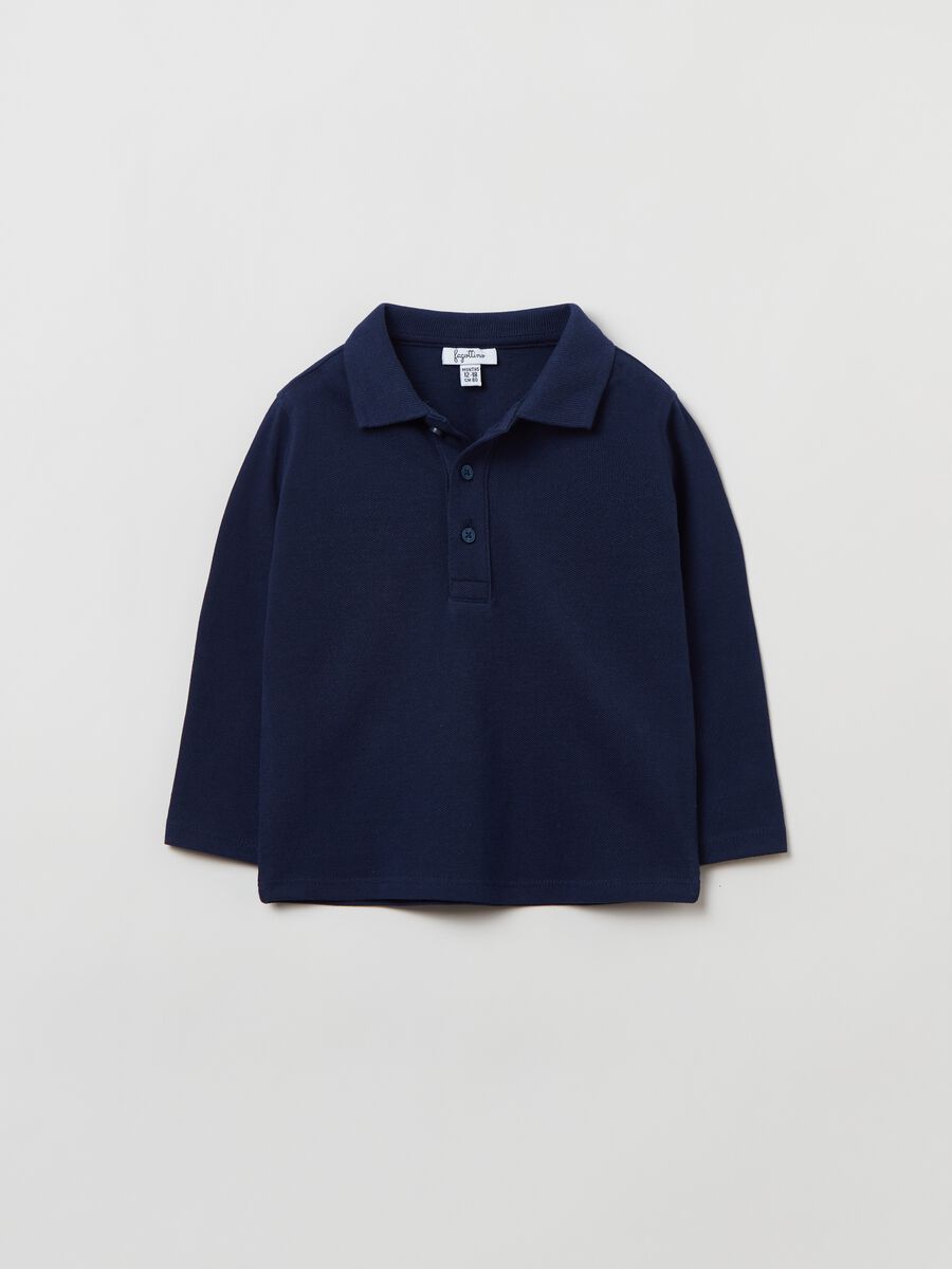 Cotton polo shirt with long sleeves_0