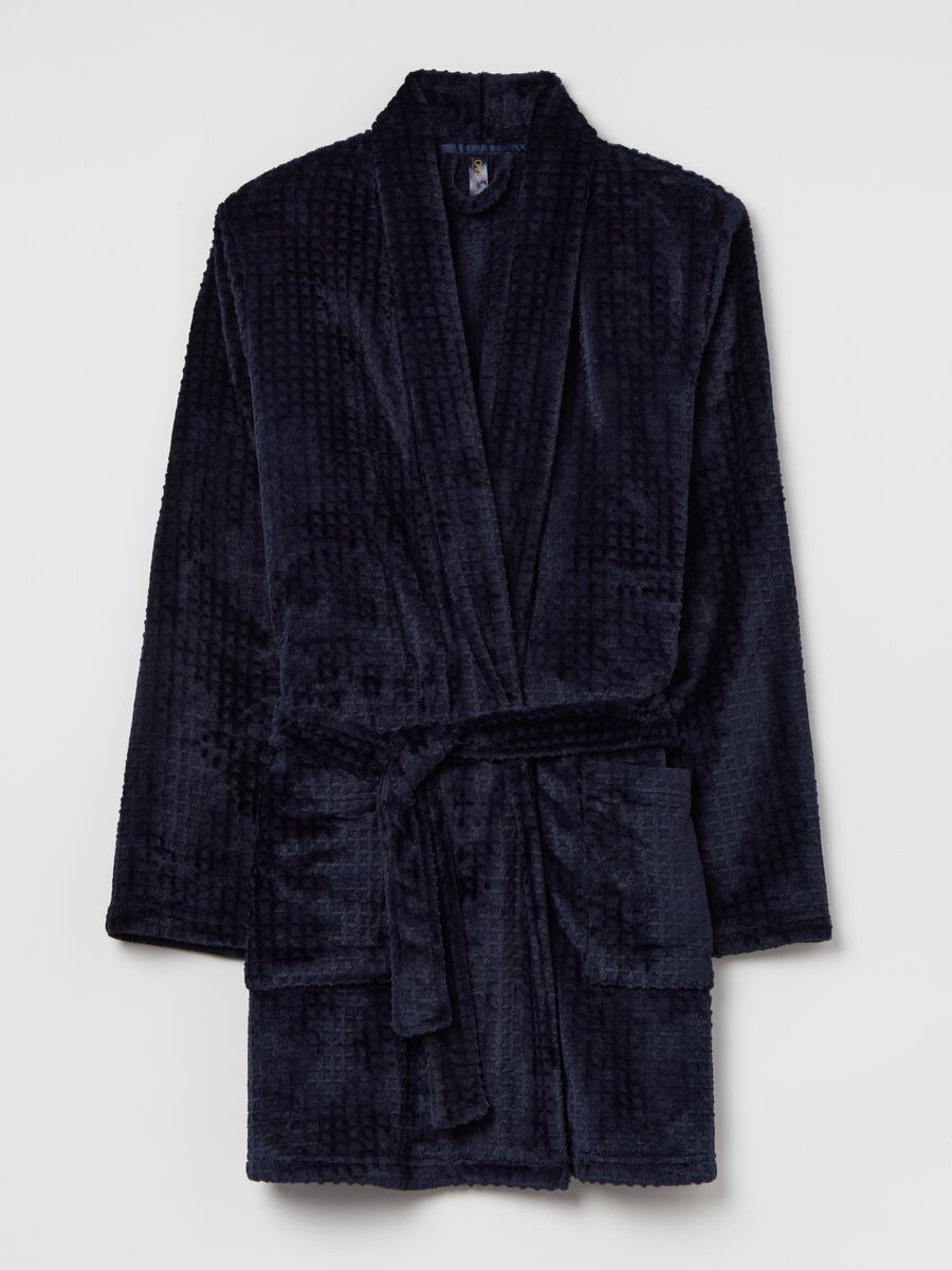 Short dressing gown in waffle weave_4