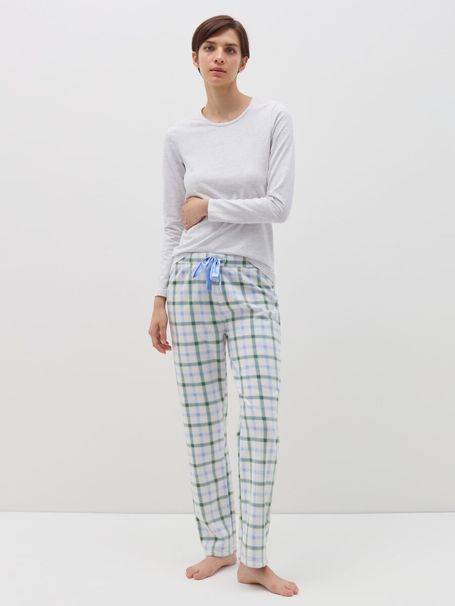 Pantalone pigiama in pile fantasia check_0