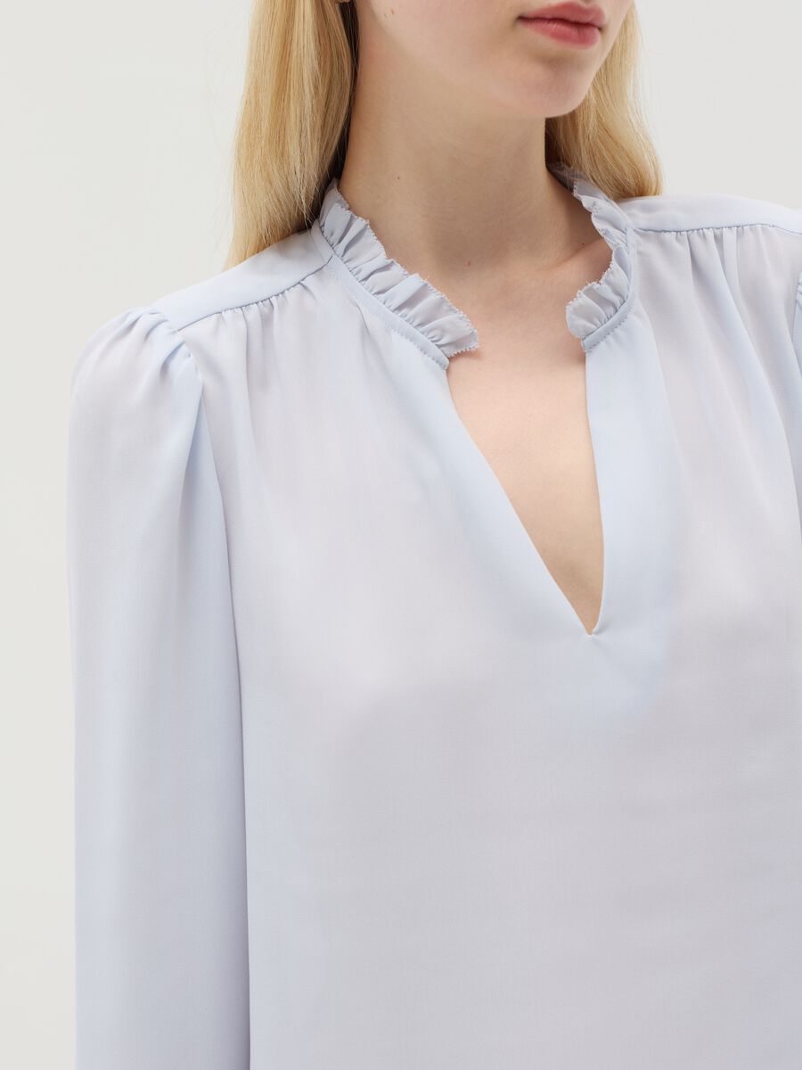 Semi-sheer blouse with frill_3