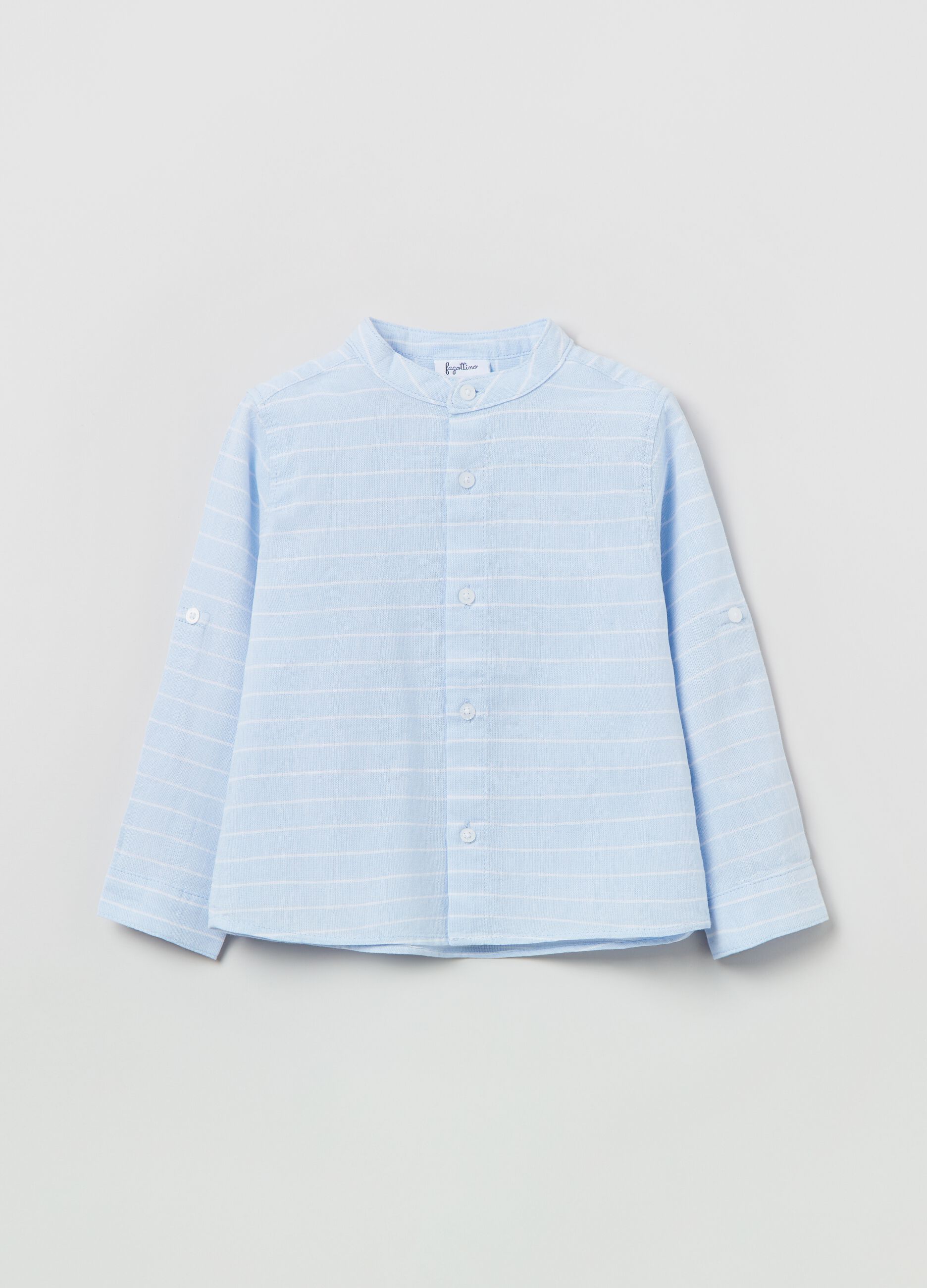 Striped shirt in cotton and linen