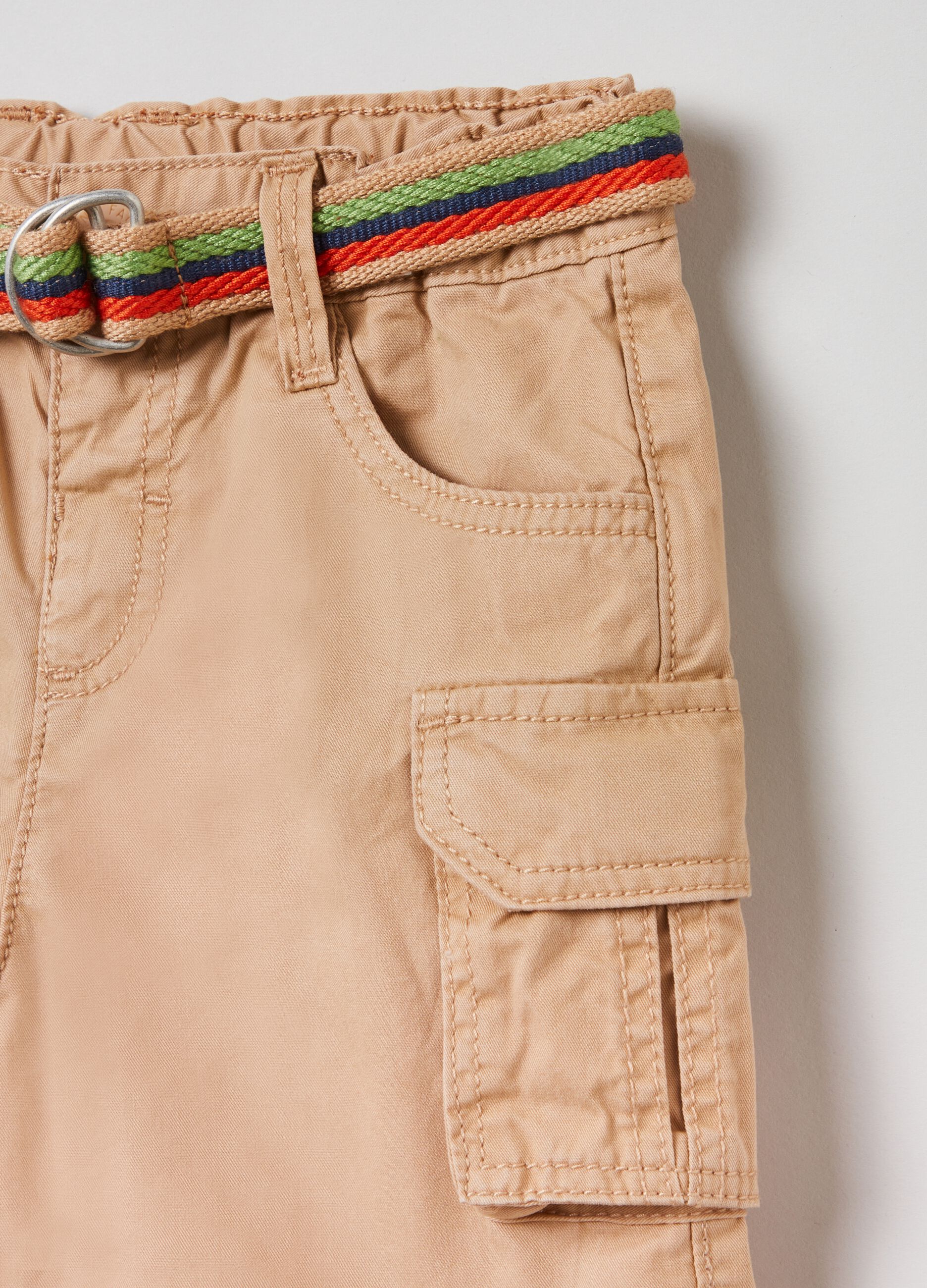 Bermuda cargo shorts with belt