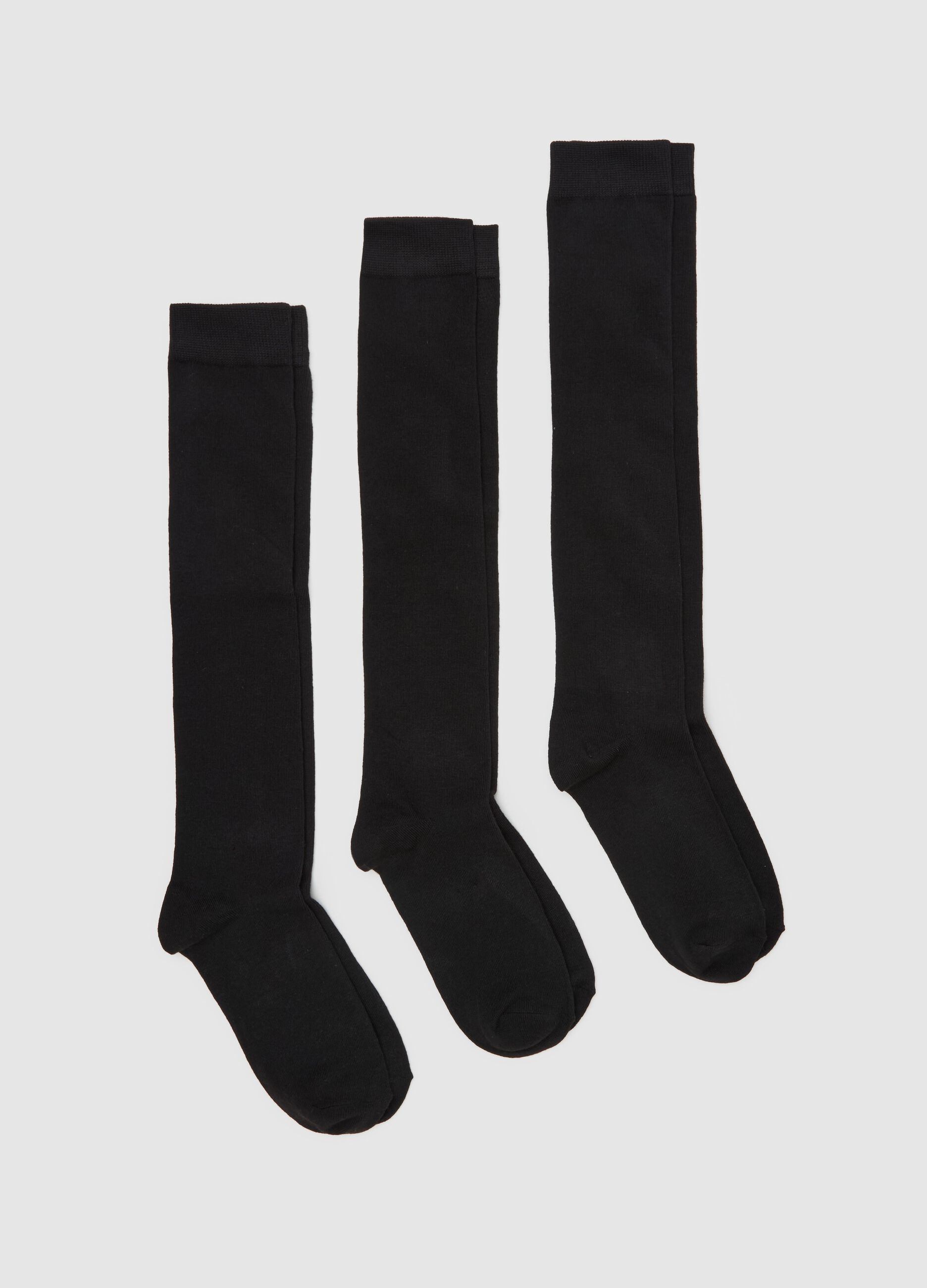 Three-pair pack solid colour long socks