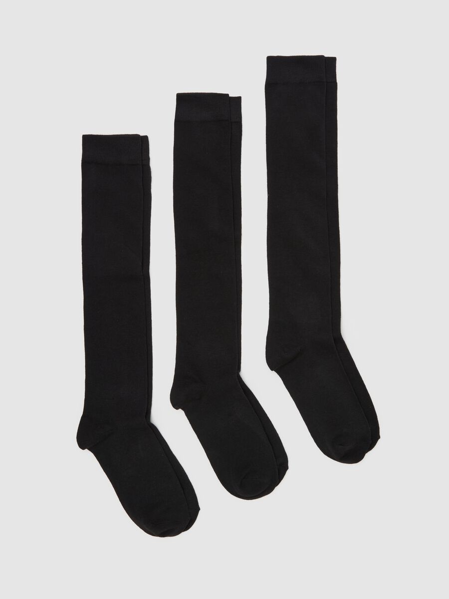 Three-pair pack solid colour long socks_0