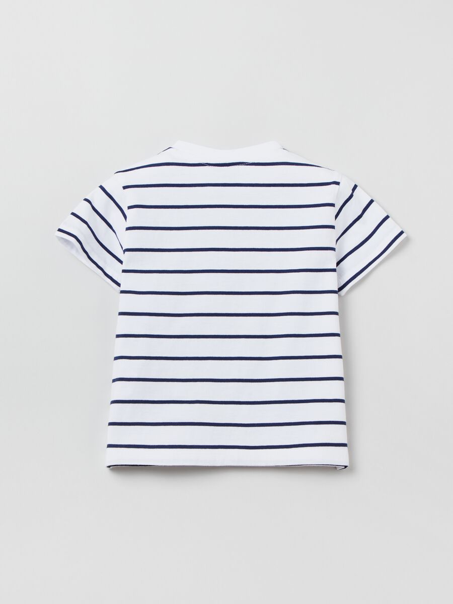 Striped cotton T-shirt with lettering print_1