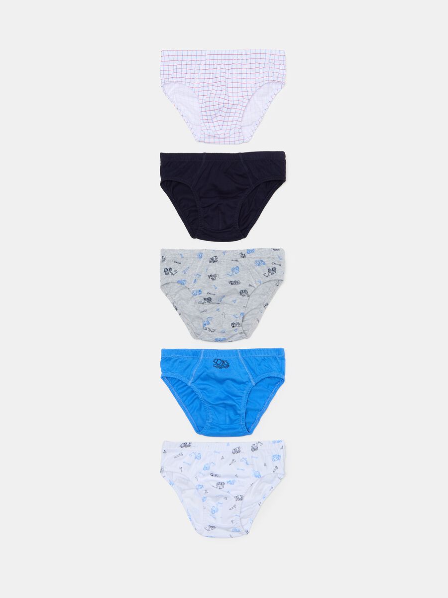 Five-pack organic cotton briefs with patterned print_0