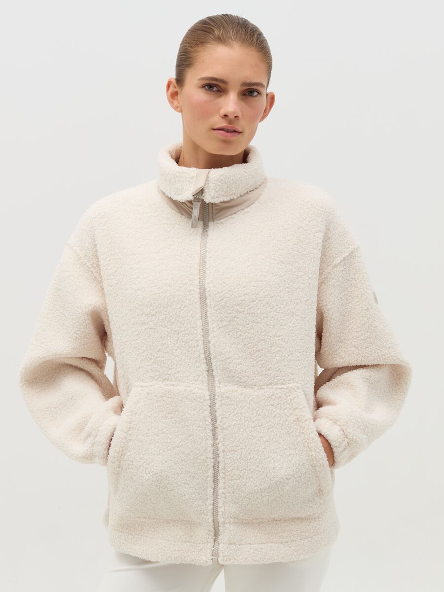 Full-zip sweatshirt in sherpa with high neck_1