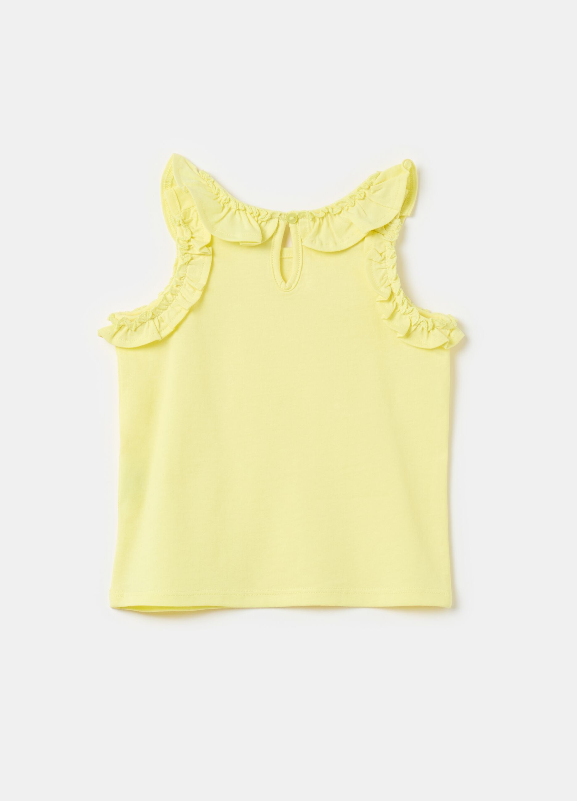 Cotton tank top with frills