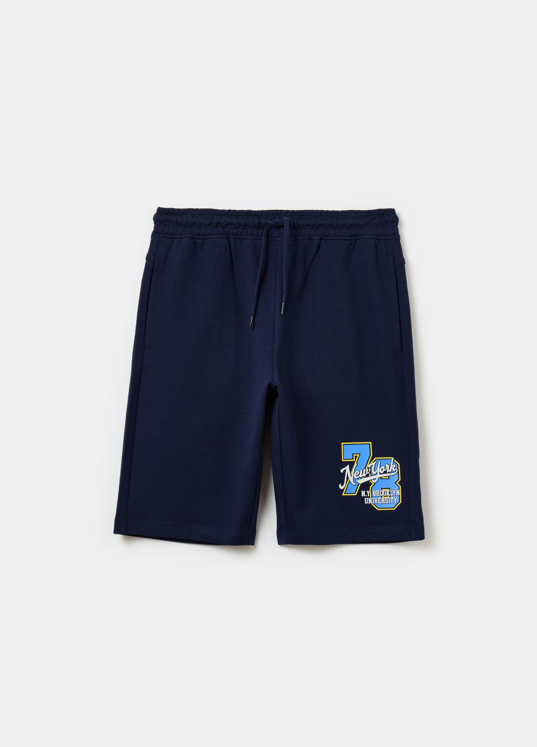 Bermuda shorts in fleece with college print