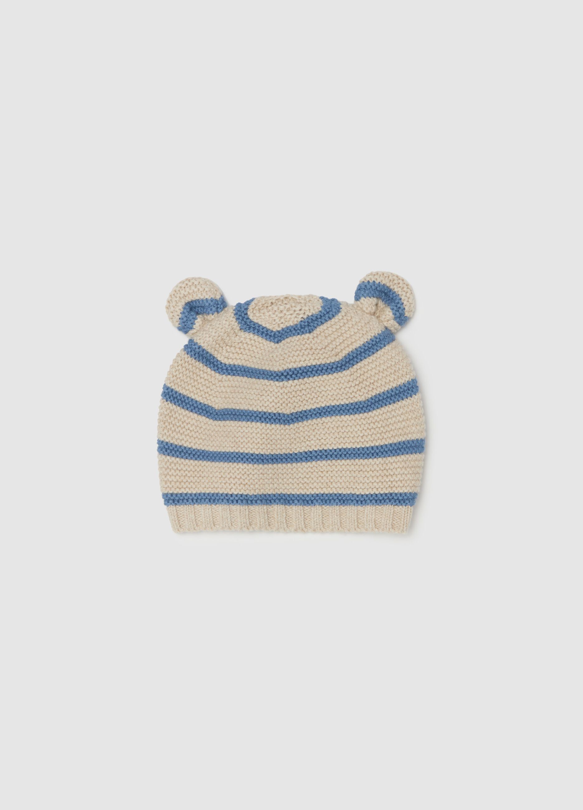 Striped knit hat with ears