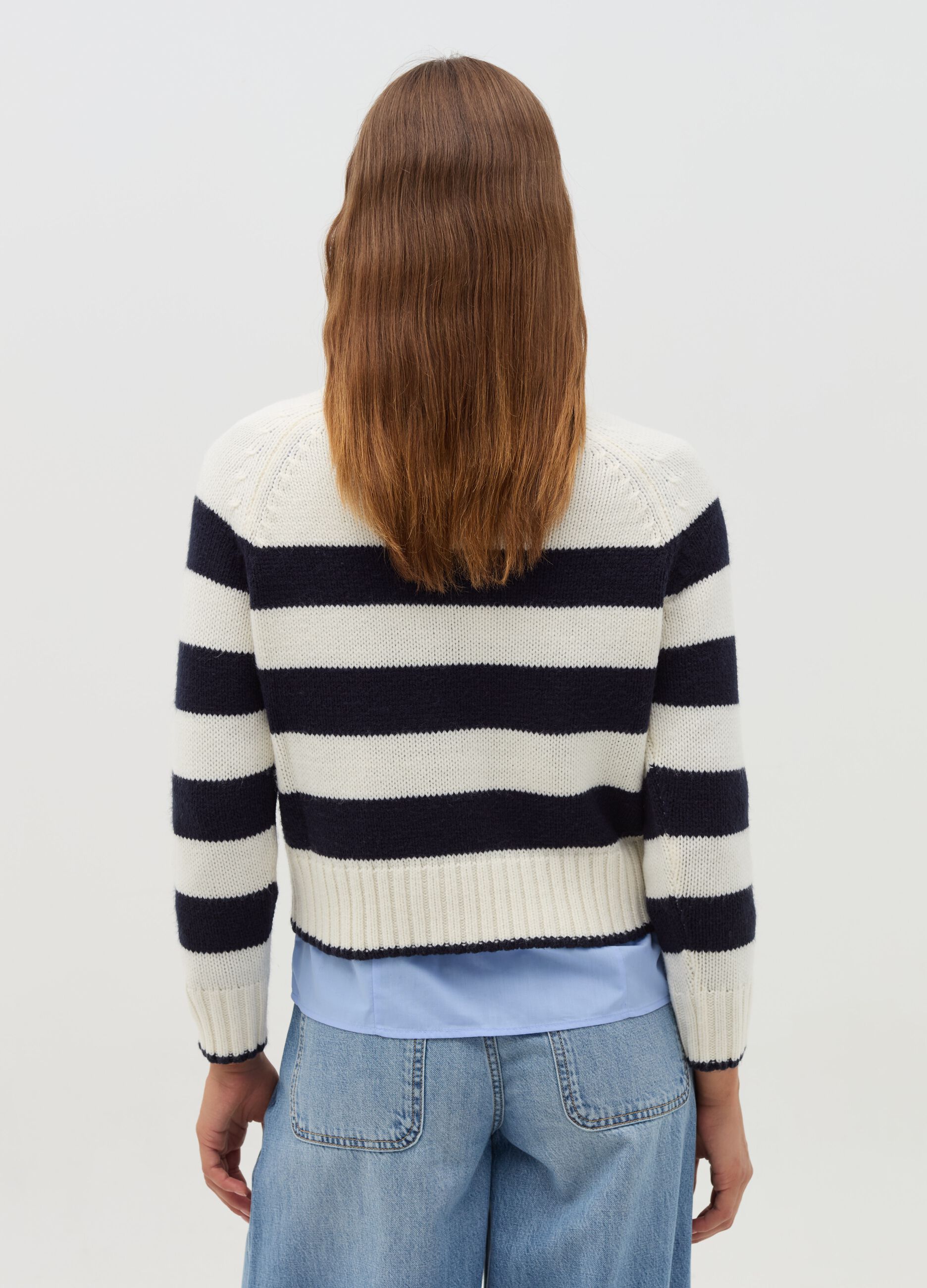 Striped pullover with raglan sleeves