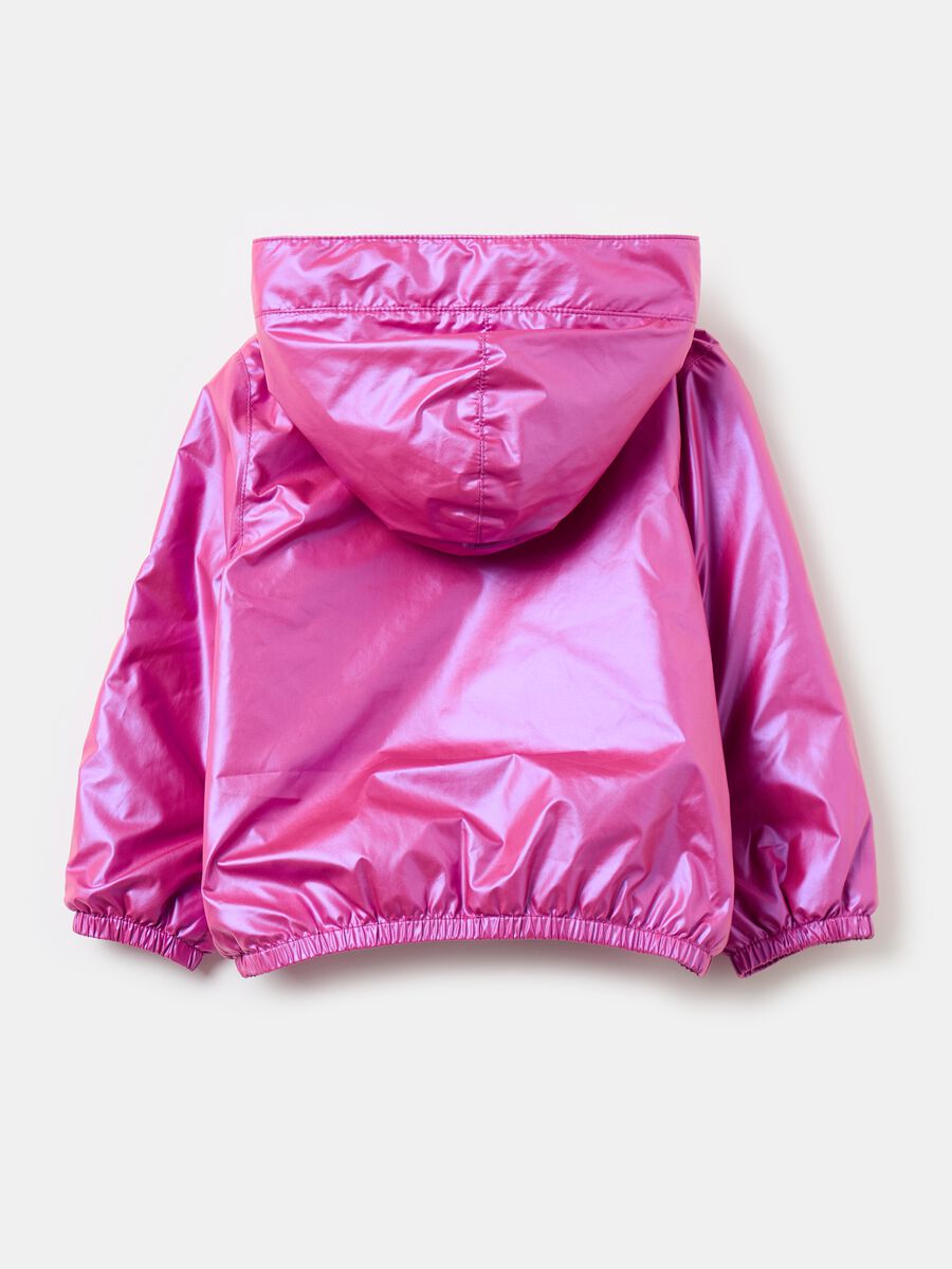 Shiny waterproof jacket with hood_1