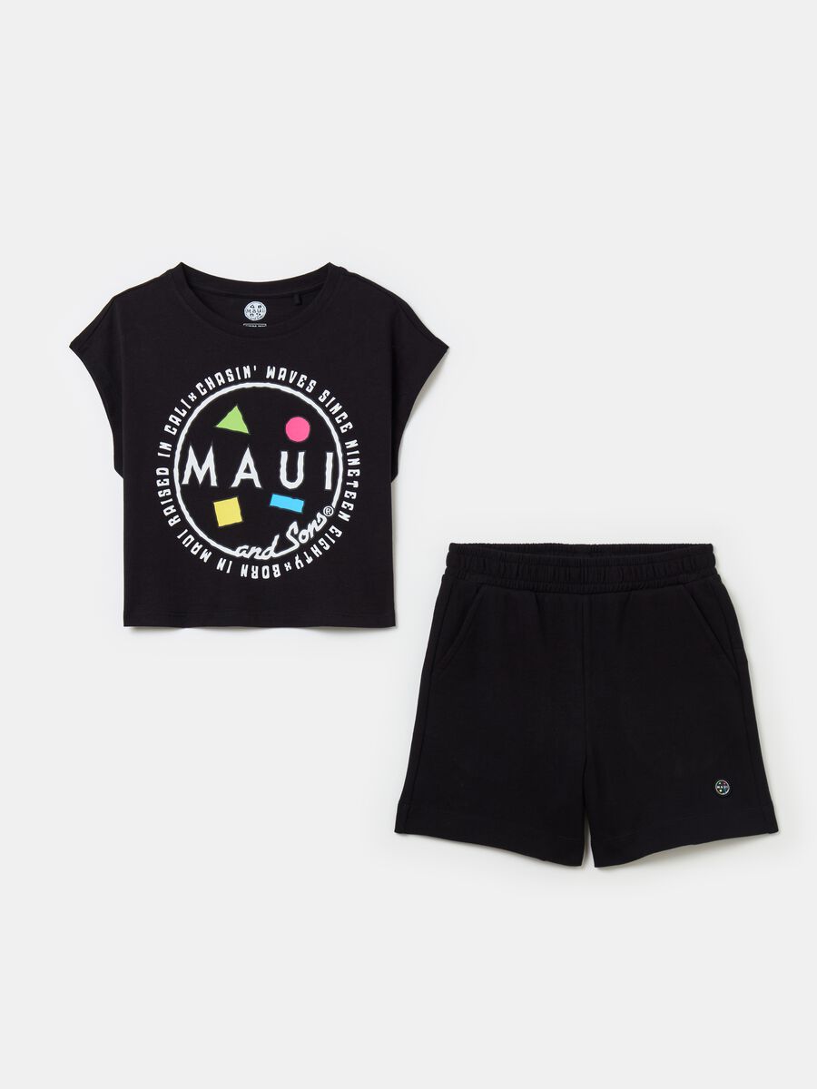 Pack jogging camiseta y shorts con logo estampado_0