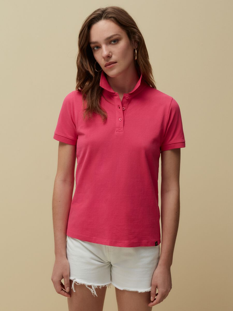 Solid colour pique polo shirt_1