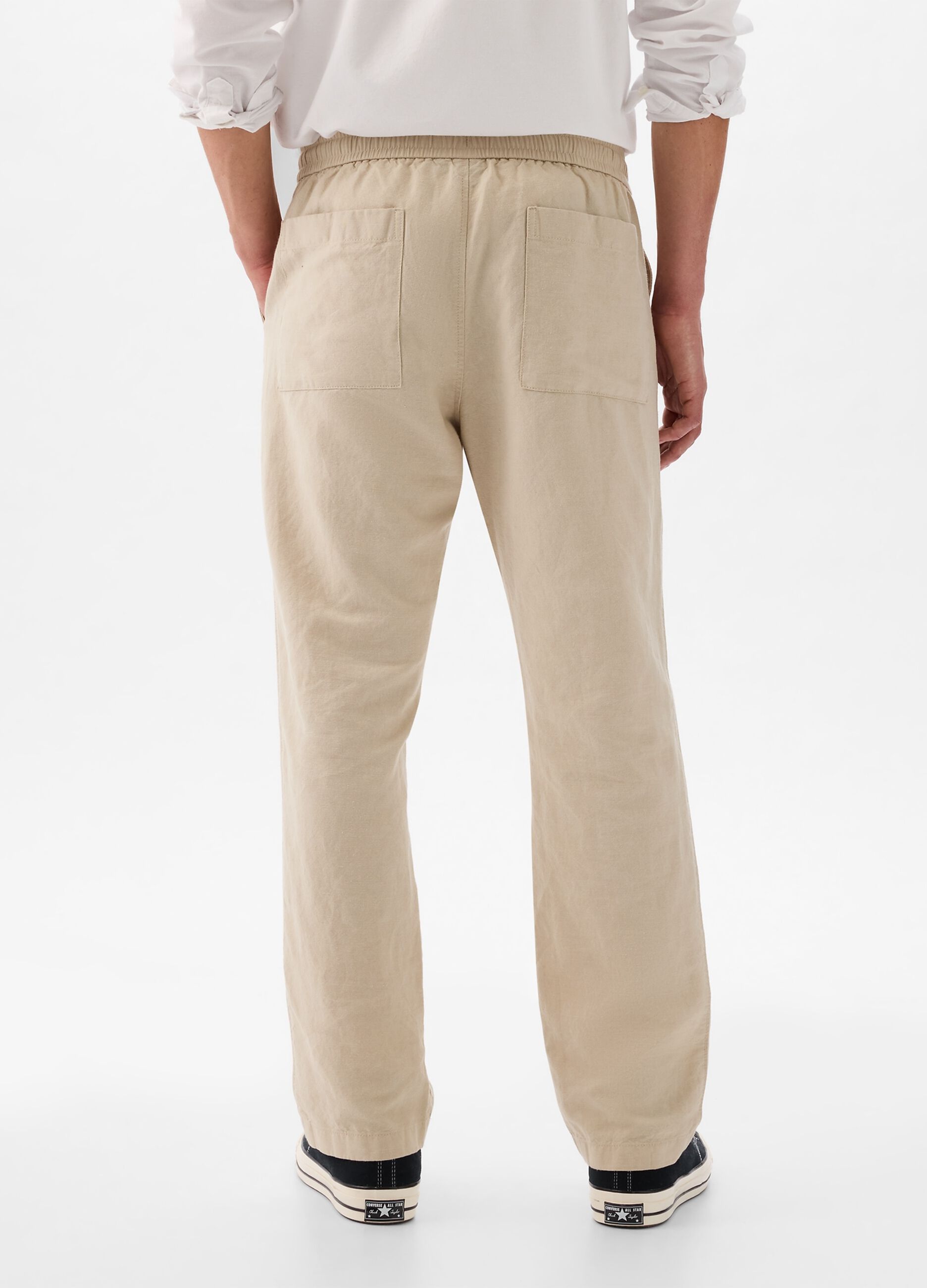 Pull-on trousers in linen and cotton