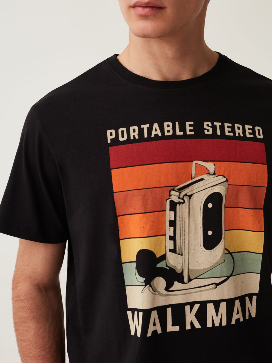 Cotton T-shirt with walkman print_3