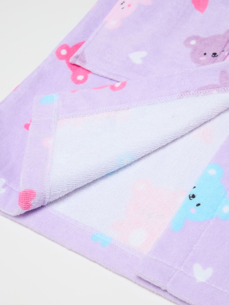 Bathrobe in organic cotton with teddy bears print_3