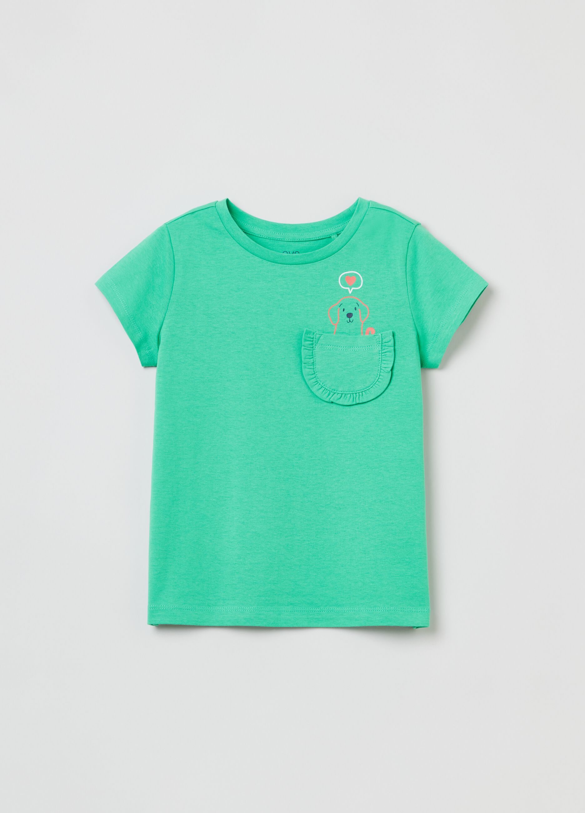 T-shirt with puppy print and pocket