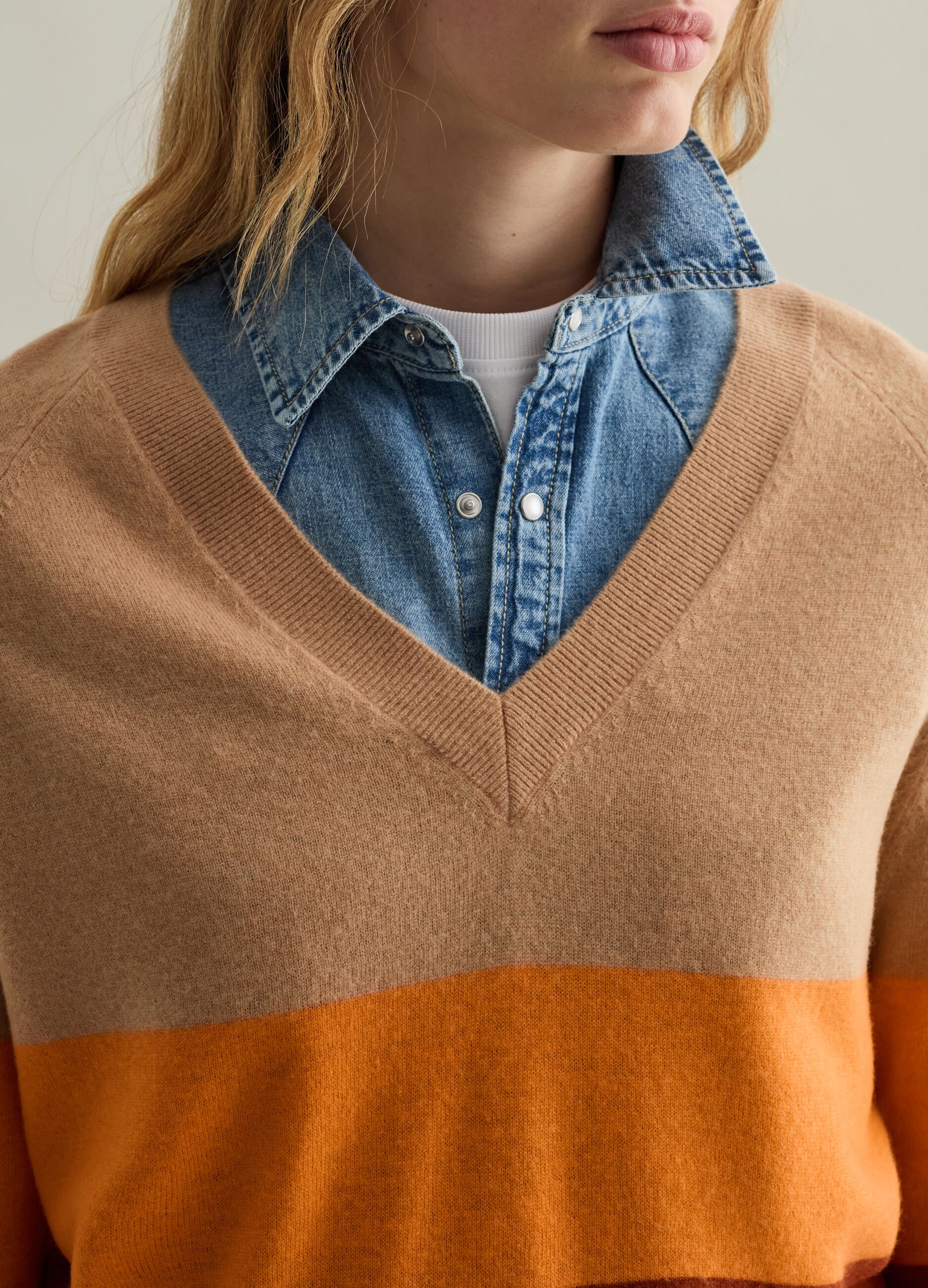 Colourblock wool pullover