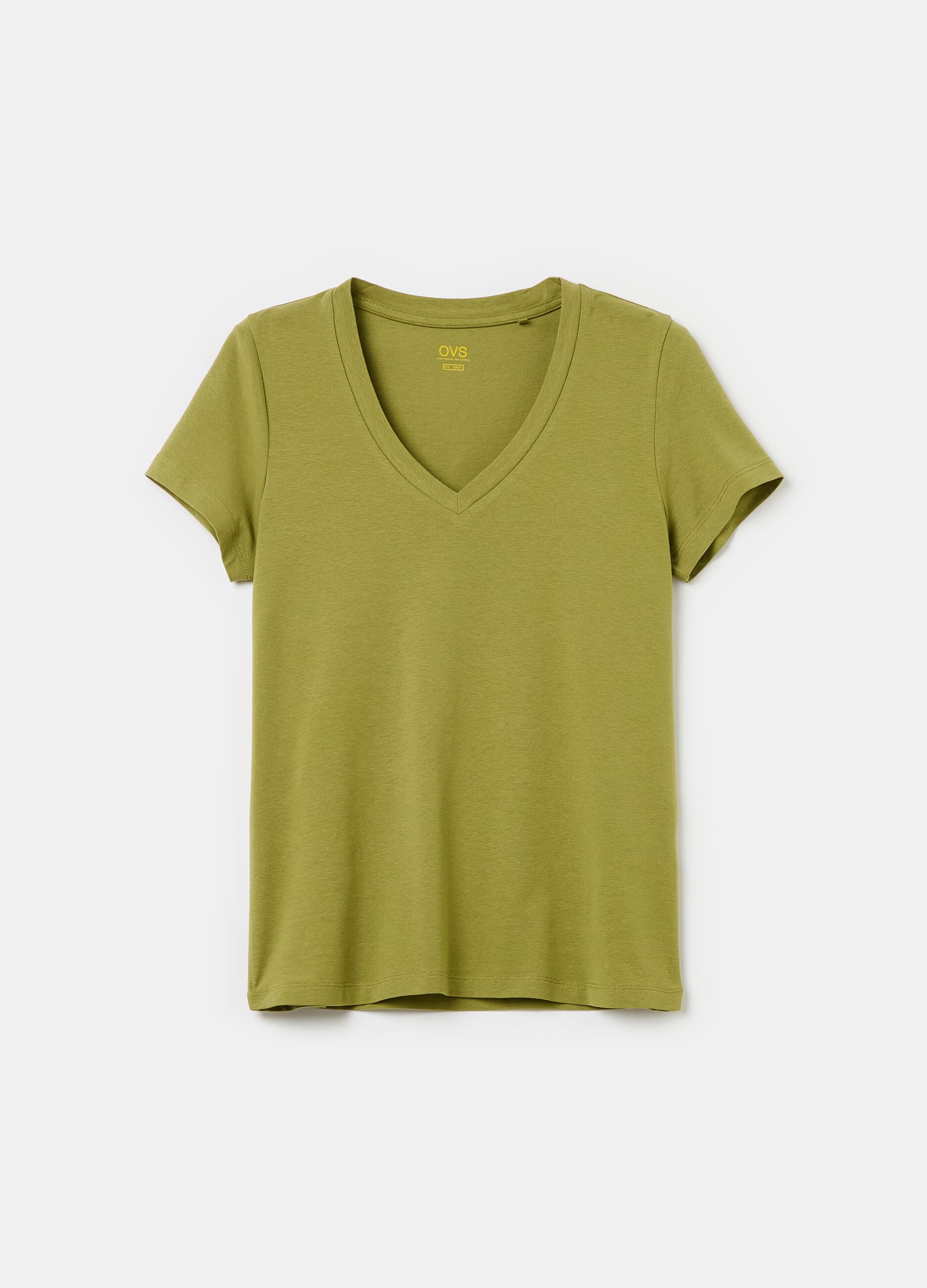 Solid colour T-shirt with V neck