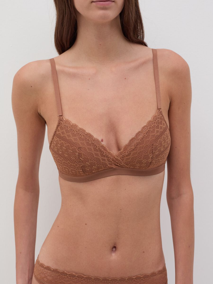 Gloria triangle bra in macramé lace_0