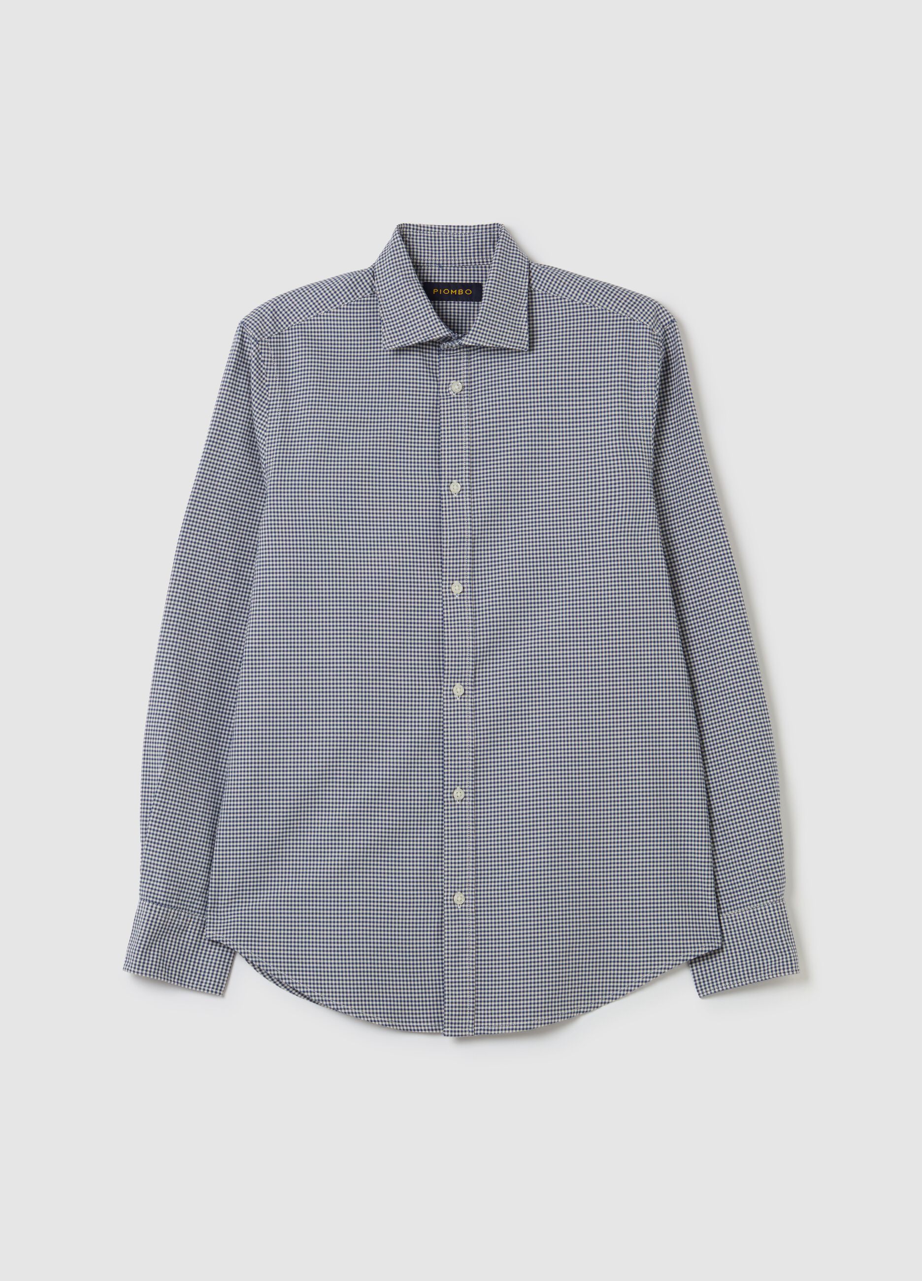 Oxford cotton shirt with micro-check pattern