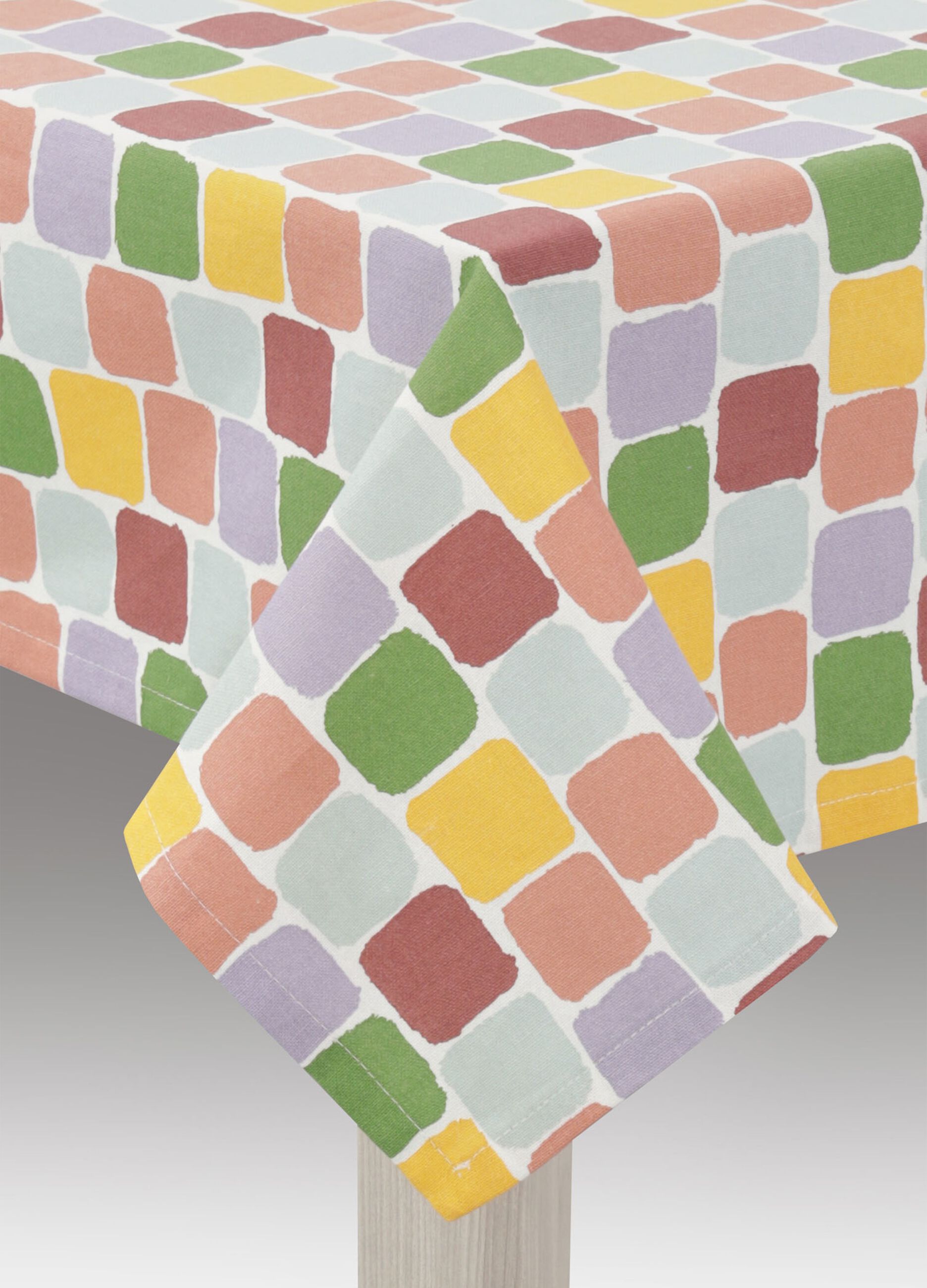 6-Seater tablecloth in multicoloured cotton