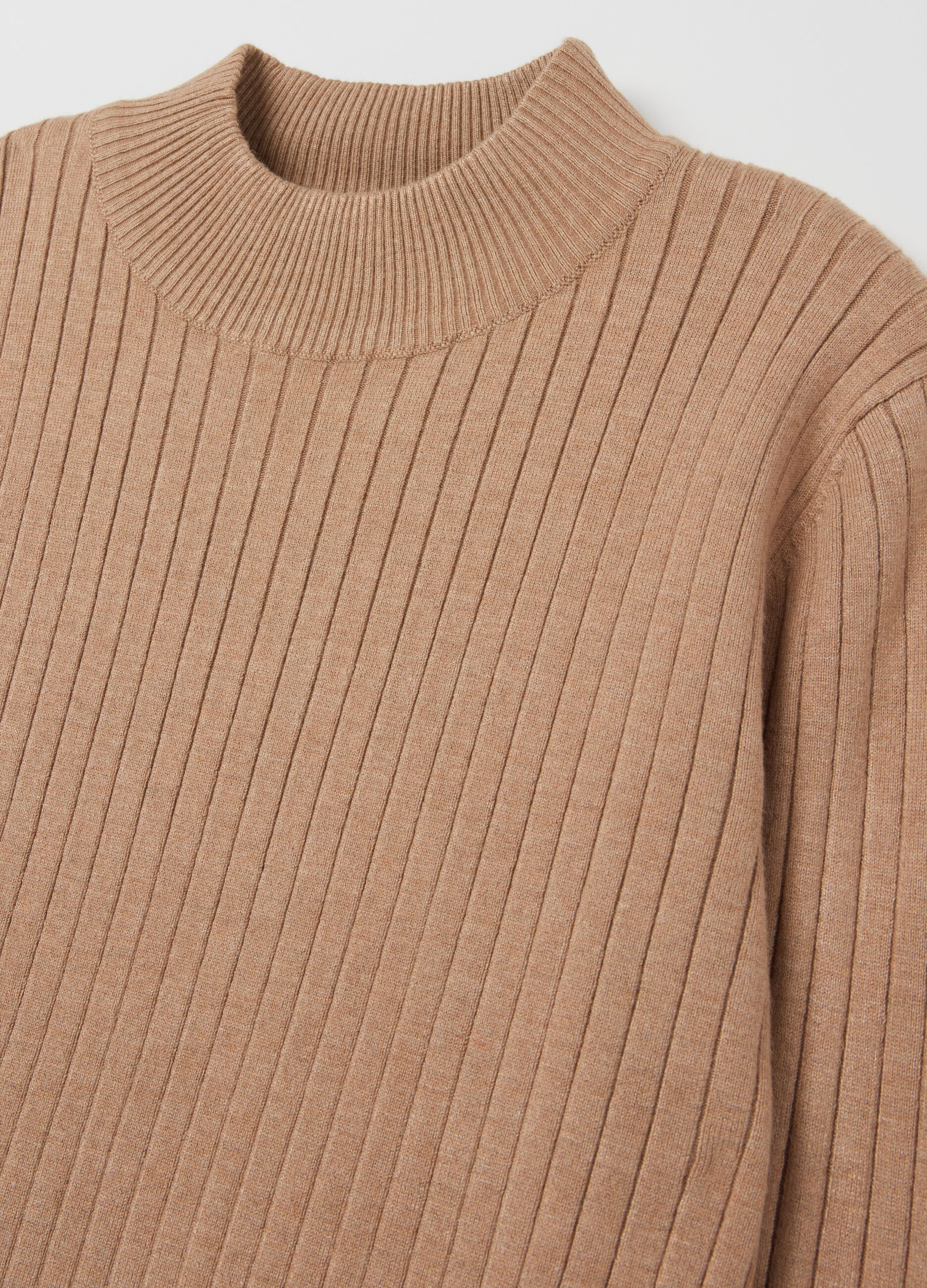 Ribbed knit pullover with mock neck